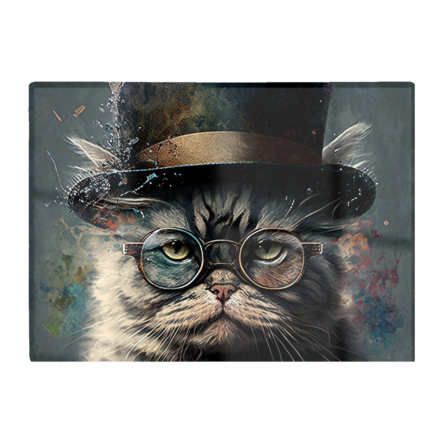 Selkirk Rex Cat With Glasses Splashart Chopping Board