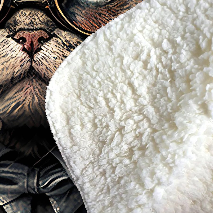 Selkirk Rex Cat With Glasses Splashart Sherpa Blanket