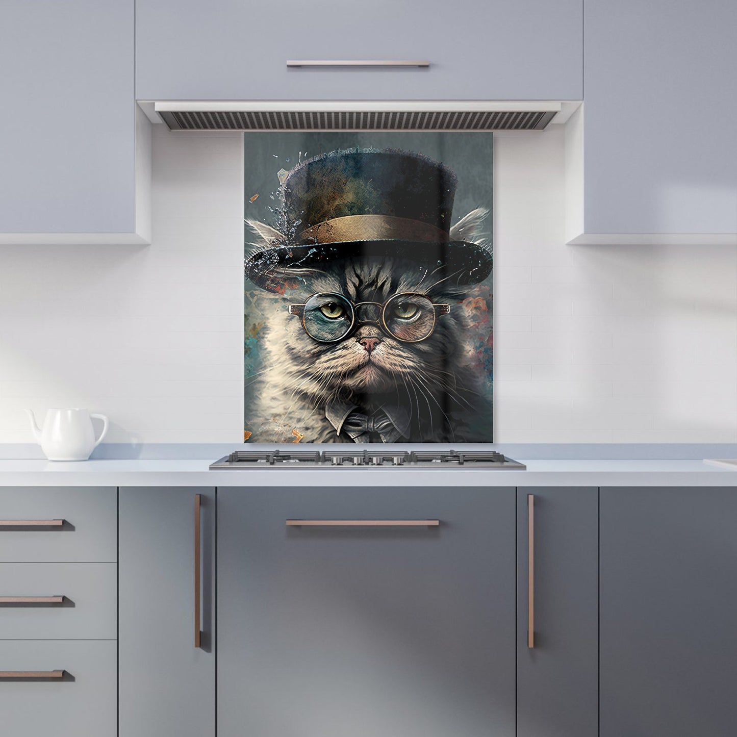 Selkirk Rex Cat With Glasses Splashart Kitchen Splashback