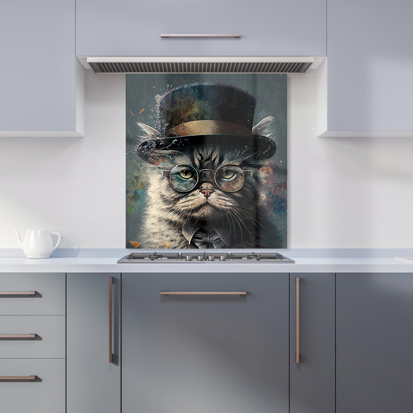 Selkirk Rex Cat With Glasses Splashart Kitchen Splashback