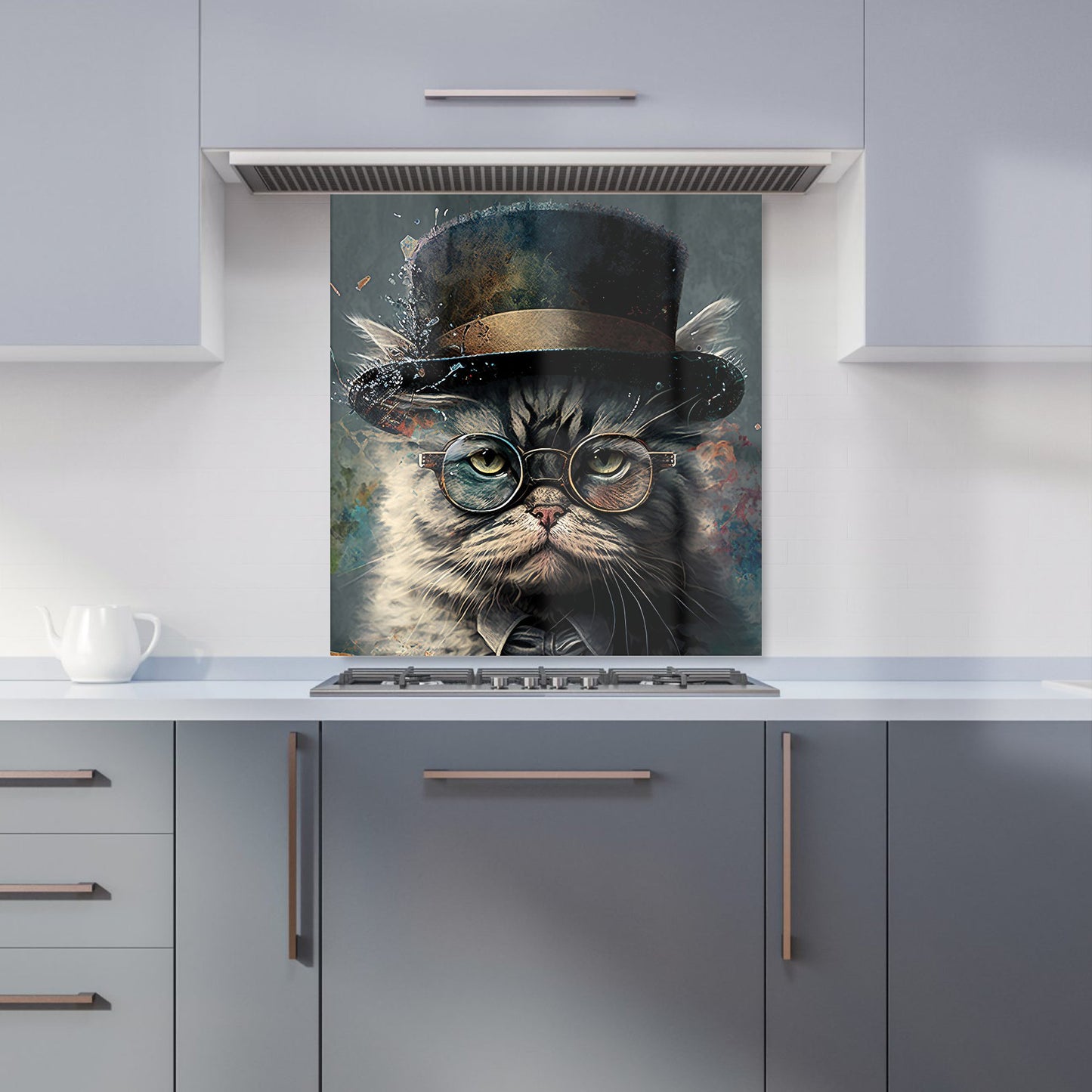 Selkirk Rex Cat With Glasses Splashart Kitchen Splashback