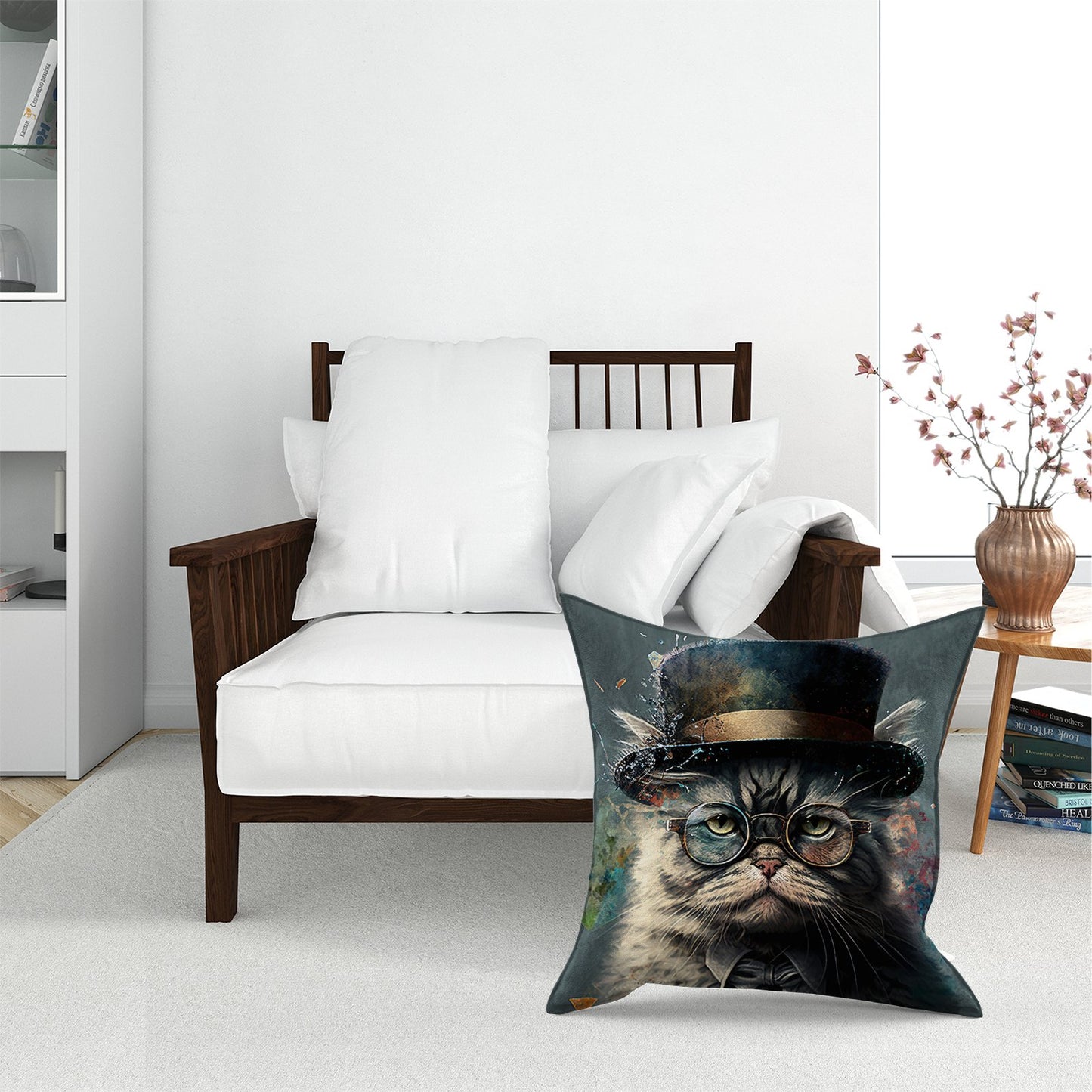 Selkirk Rex Cat With Glasses Splashart Pet Bed