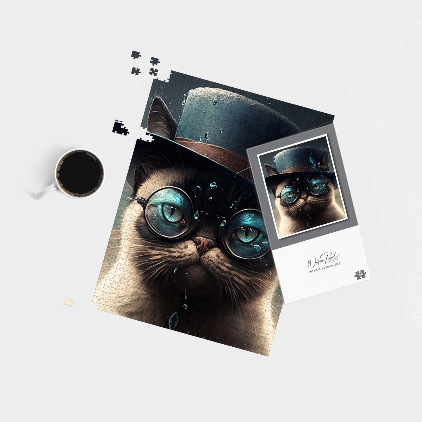 Siamese Cat With Glasses Splashart Jigsaw Puzzle