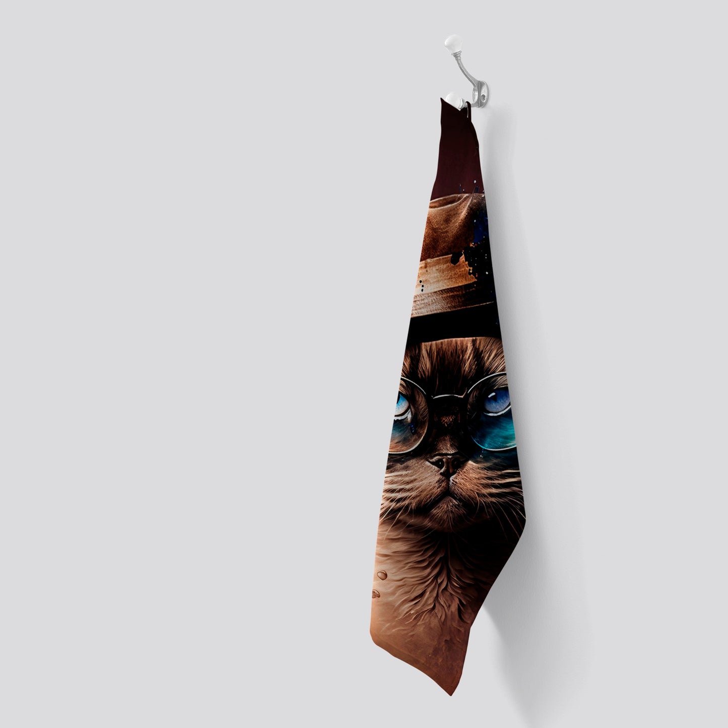 Siamese Cat Face Splashart Tea Towel