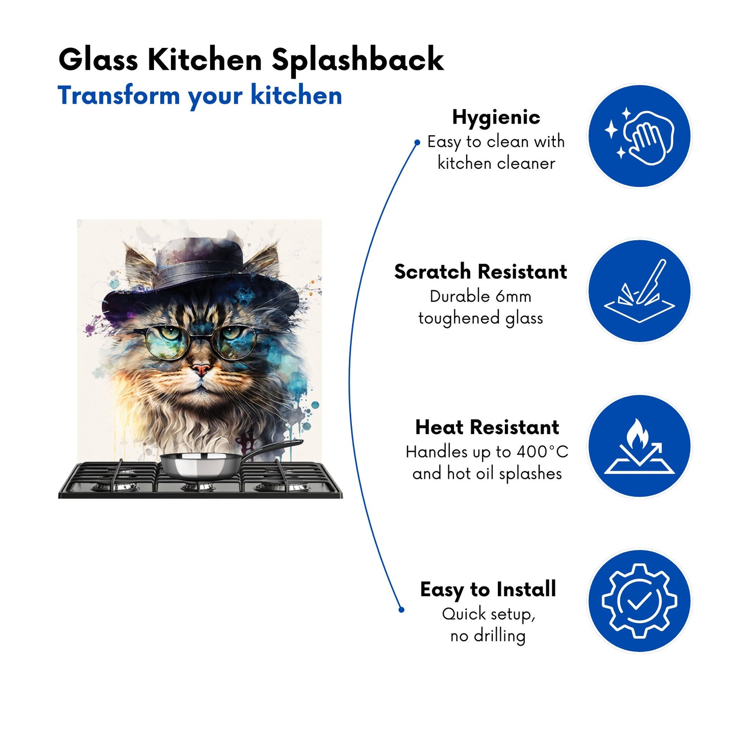 Siberian Cat Splashart Kitchen Splashback