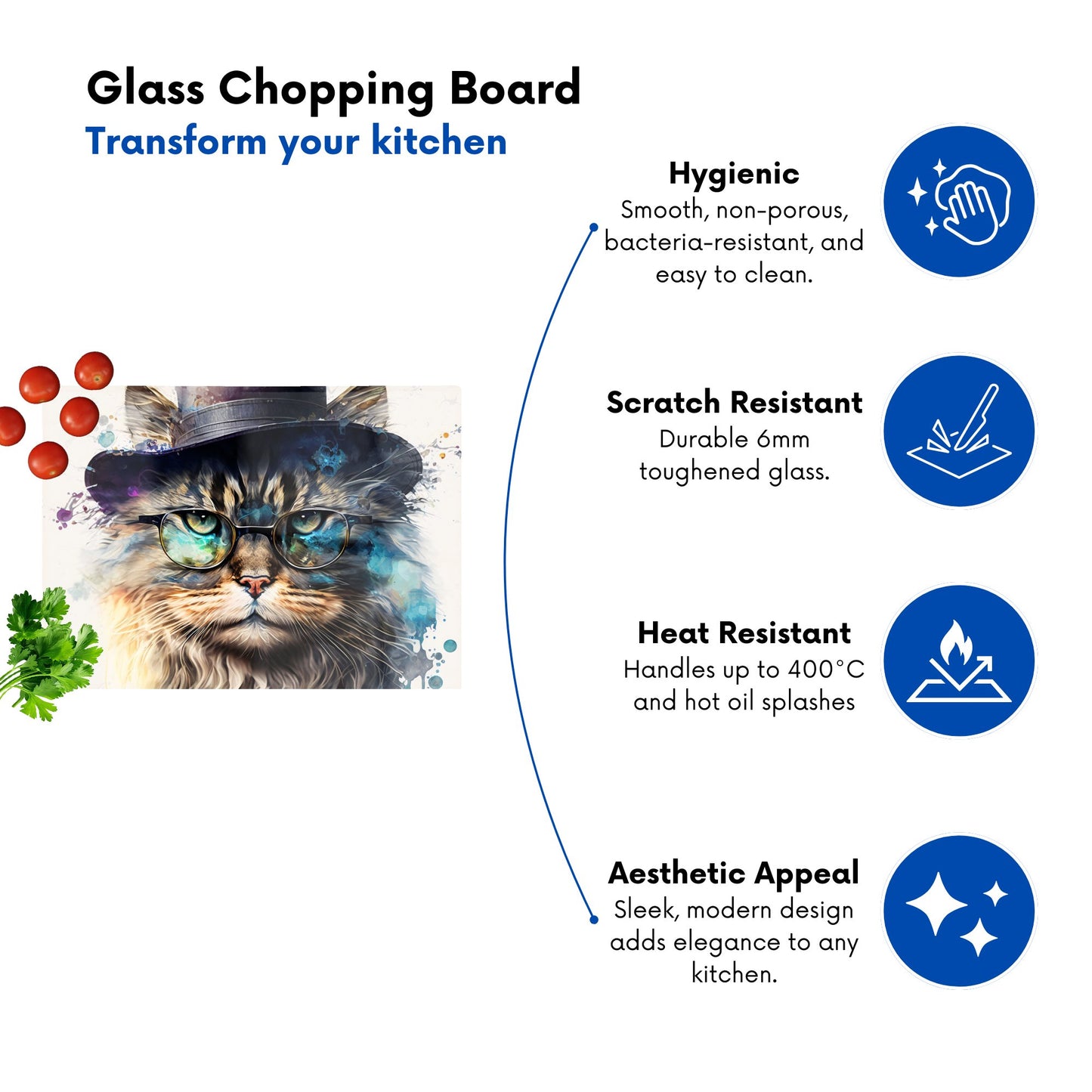 Siberian Cat Splashart Chopping Board