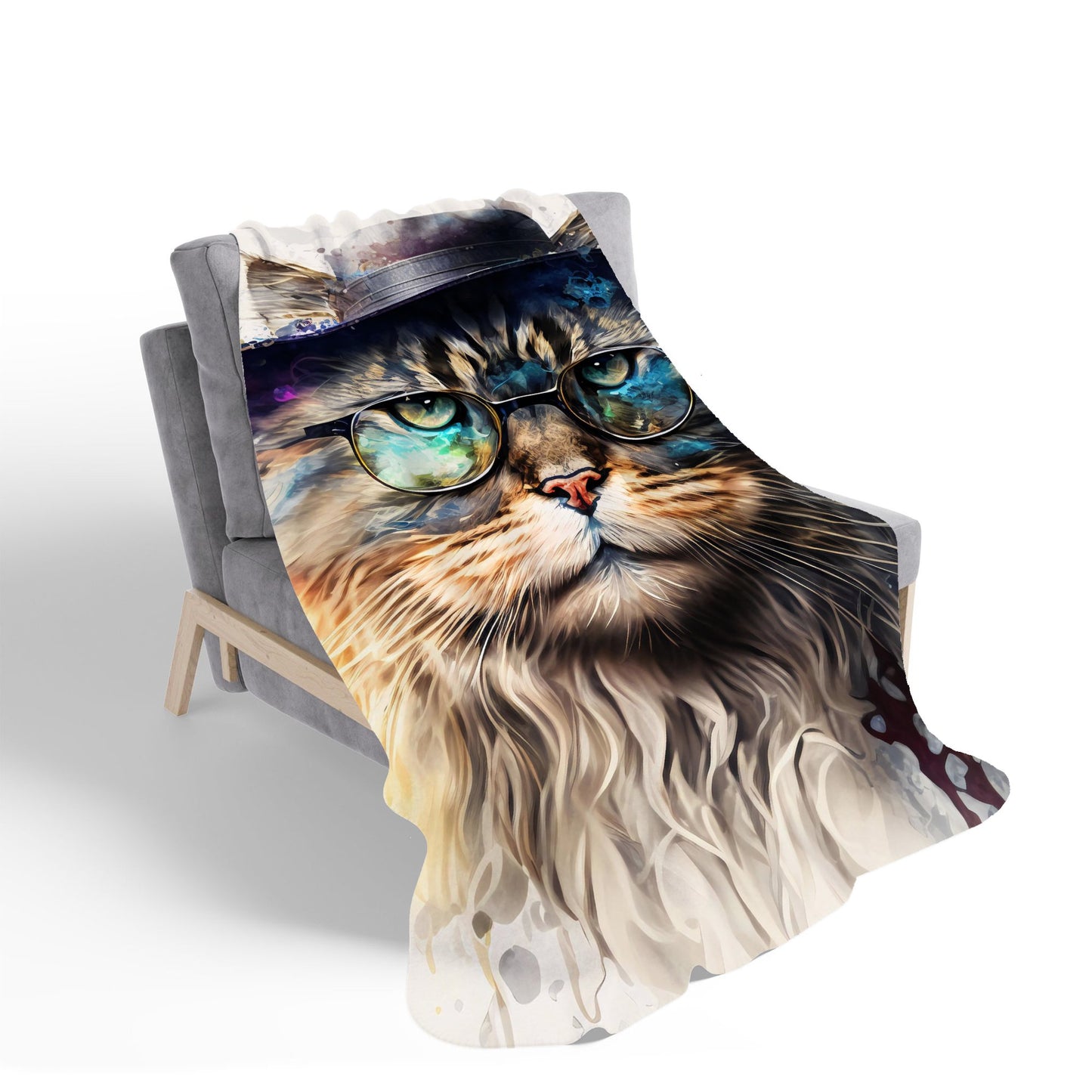 Siberian Cat Splashart Sherpa Blanket