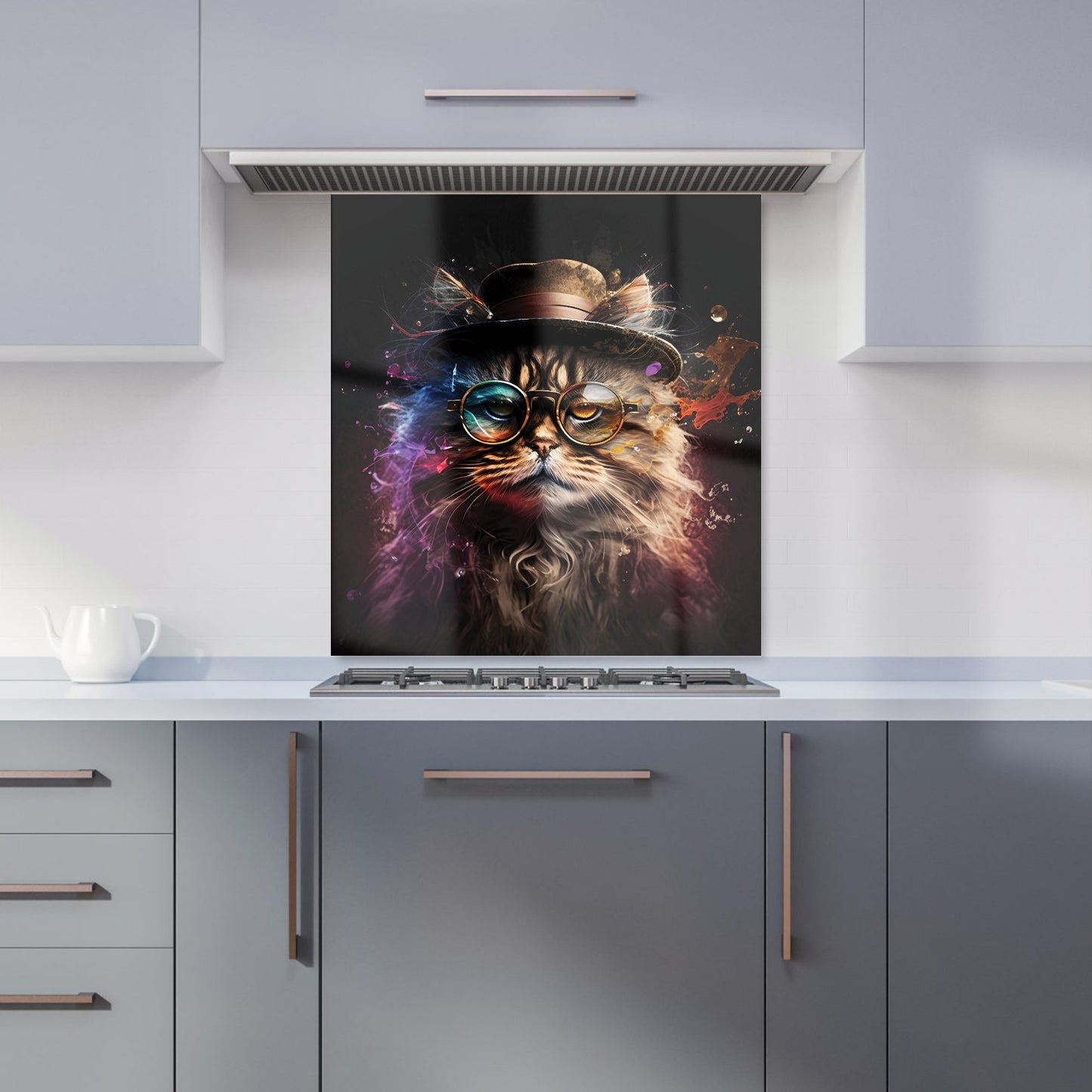 Siberian Cat With Glasses Splashart Kitchen Splashback