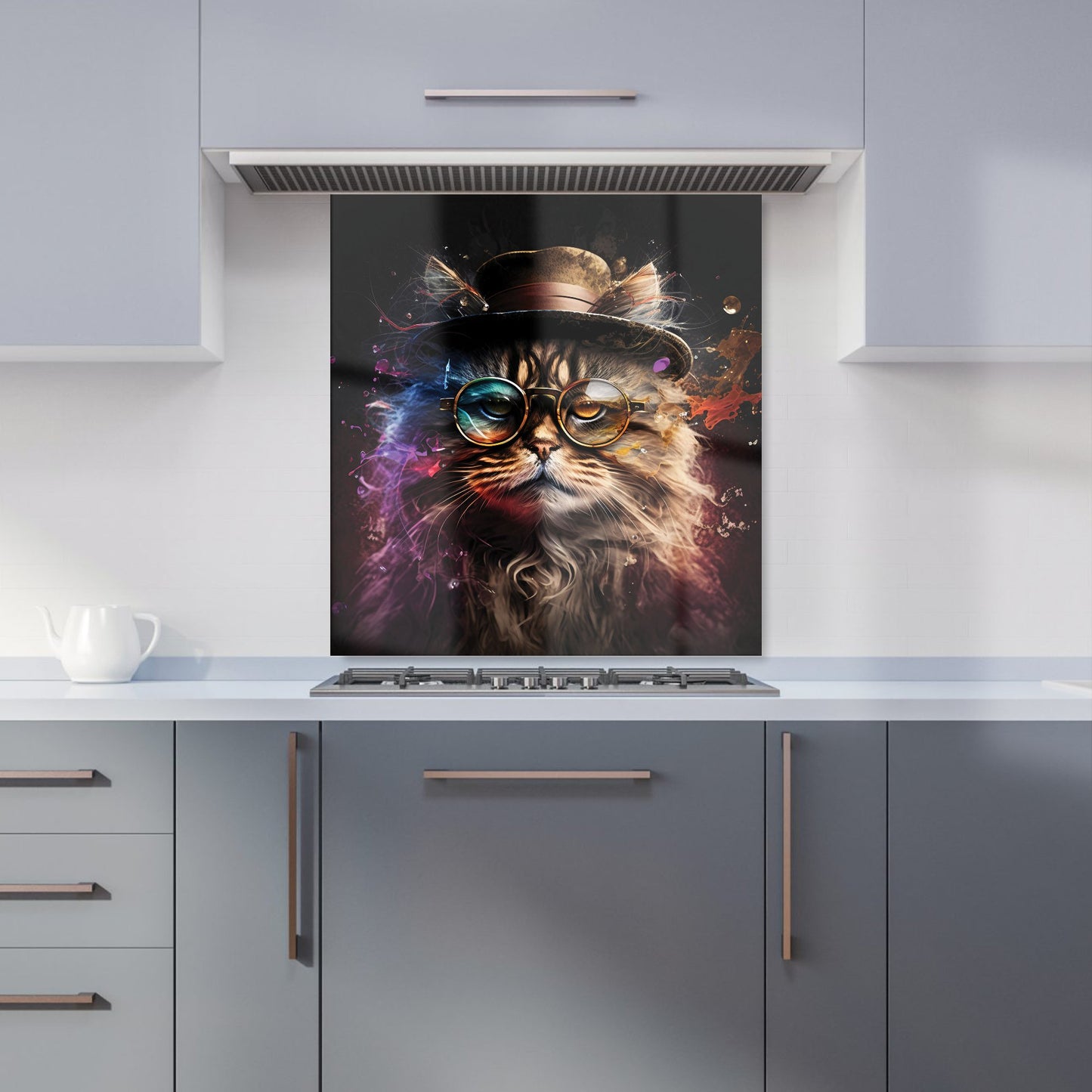 Siberian Cat With Glasses Splashart Kitchen Splashback