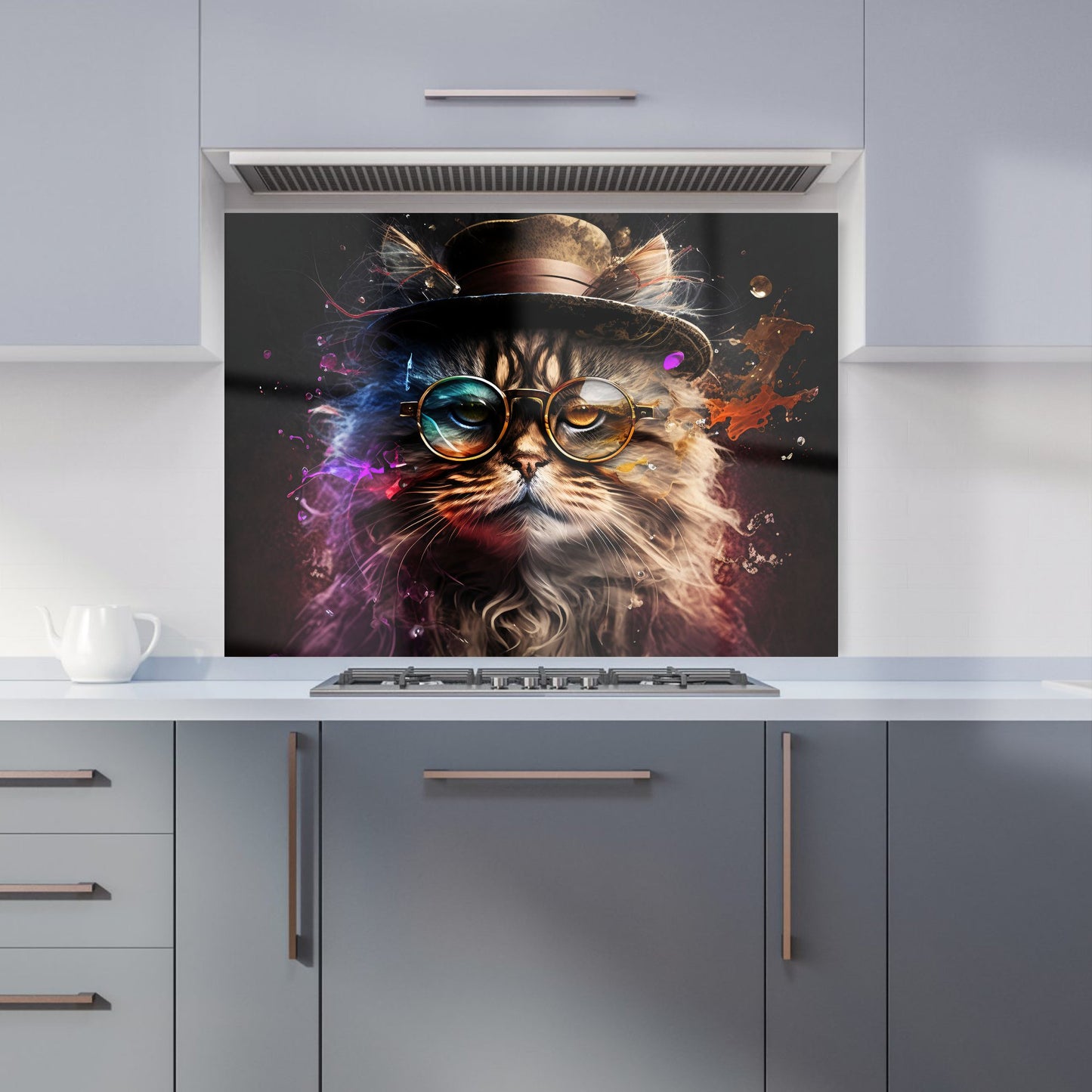 Siberian Cat With Glasses Splashart Kitchen Splashback