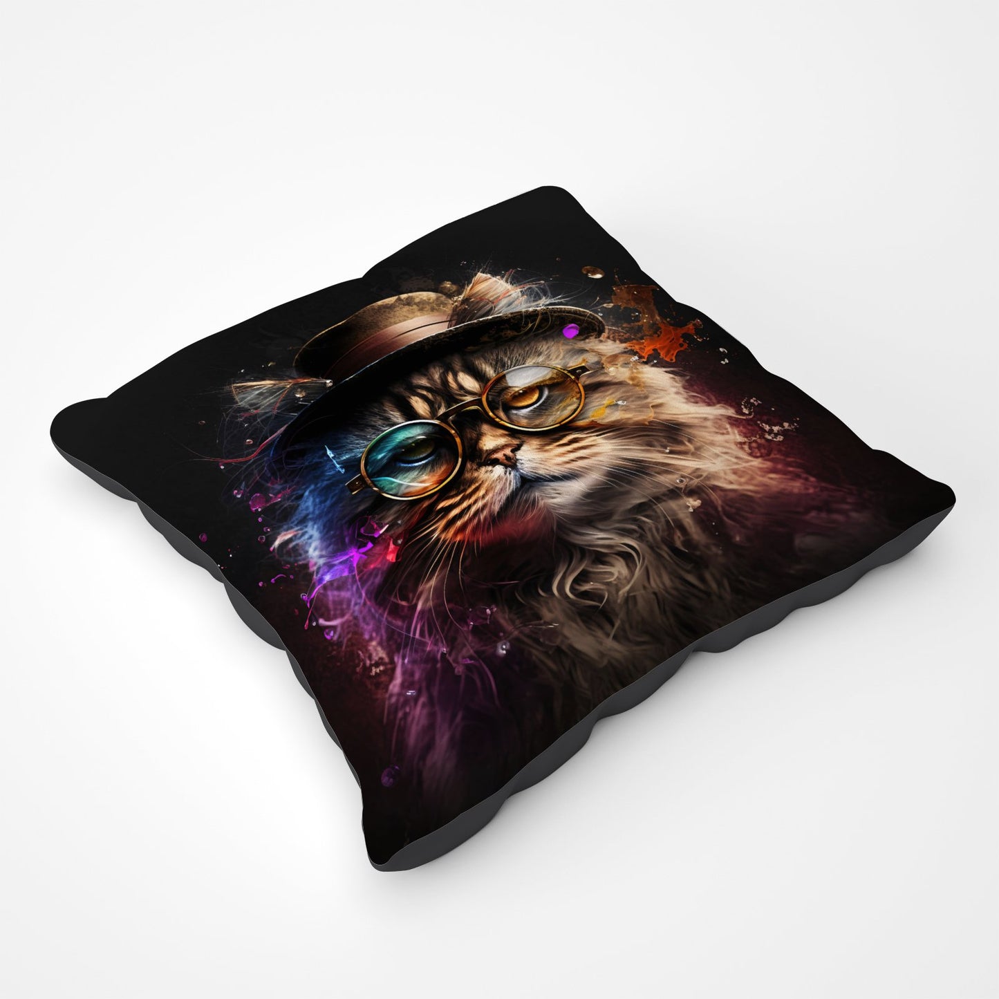 Siberian Cat With Glasses Splashart Pet Bed