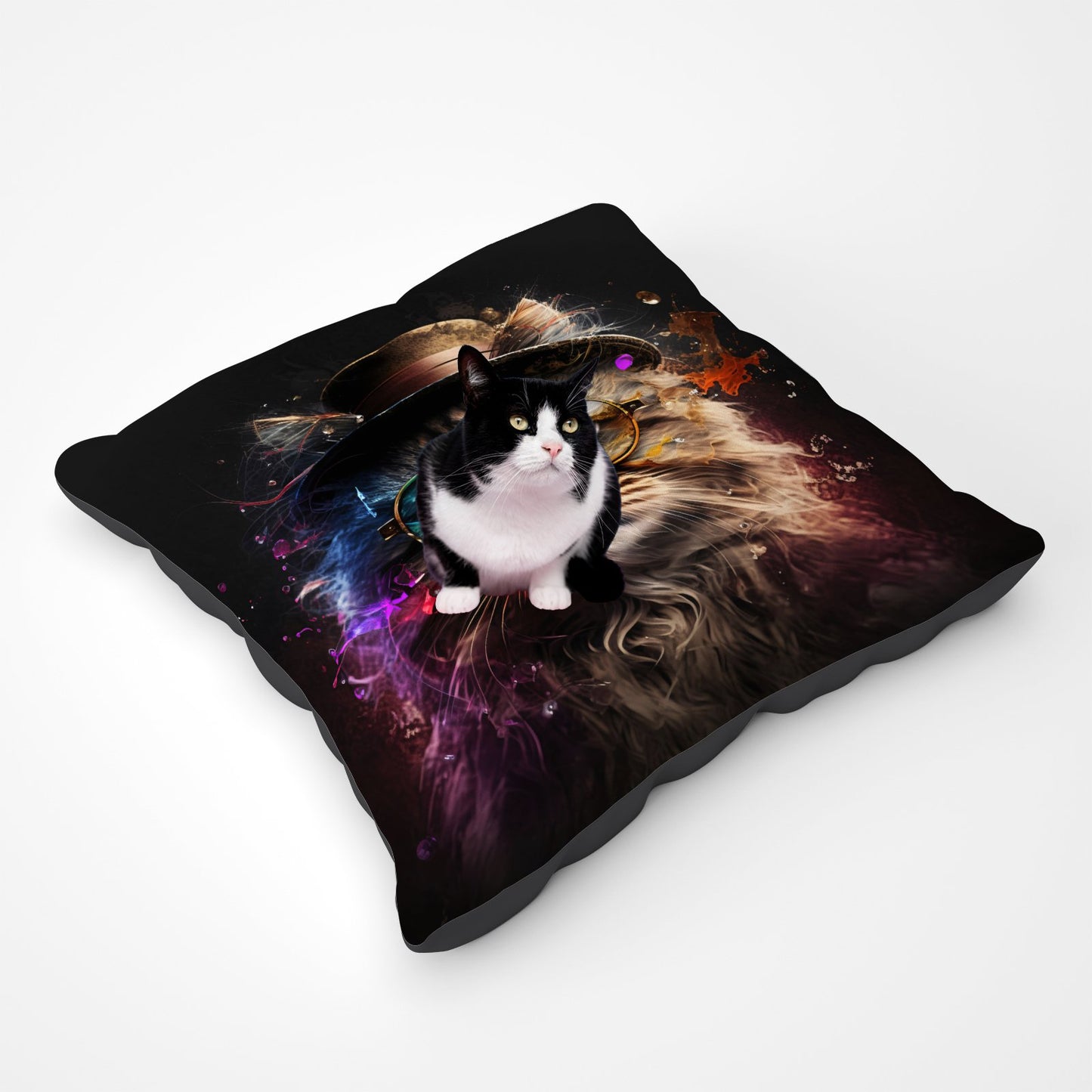Siberian Cat With Glasses Splashart Pet Bed