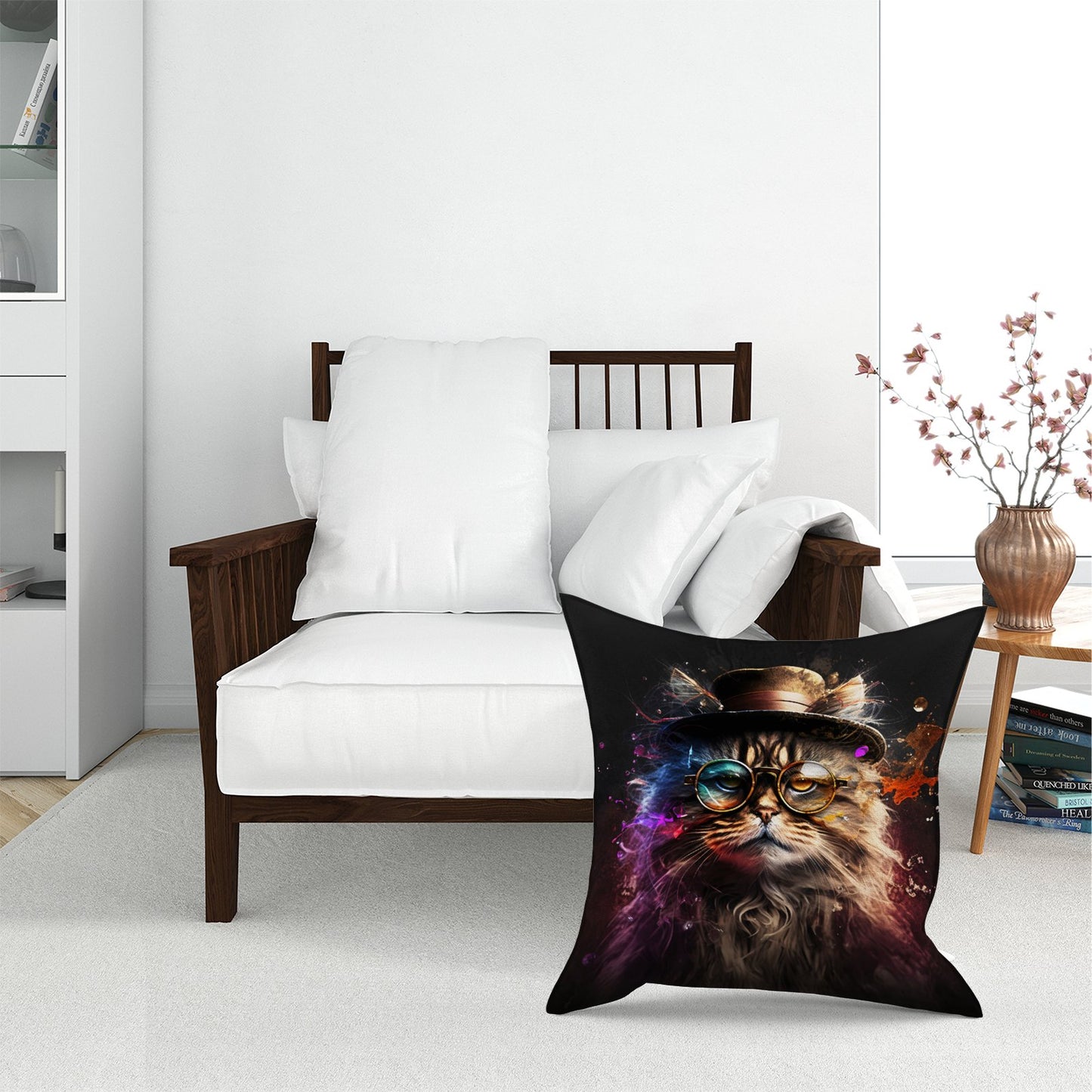 Siberian Cat With Glasses Splashart Pet Bed