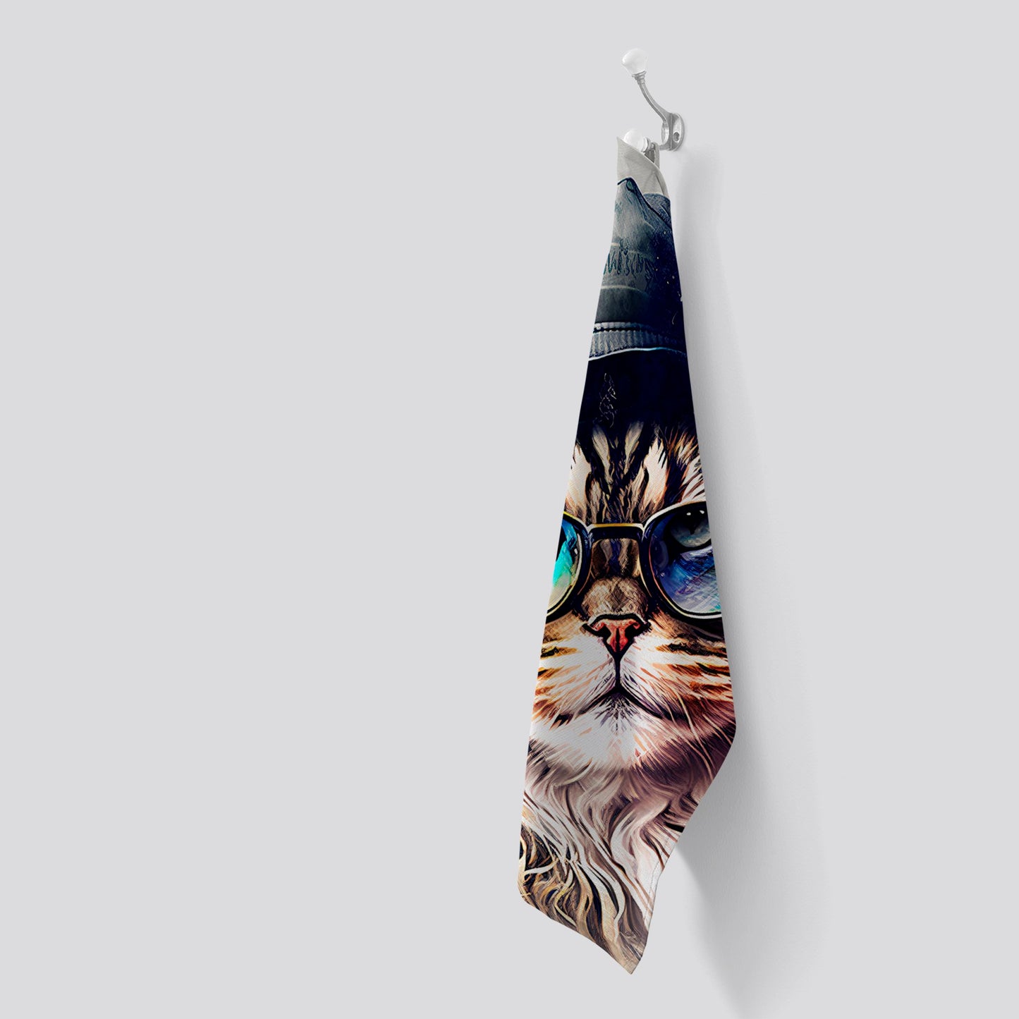 Siberian Cat Face Splashart Tea Towel