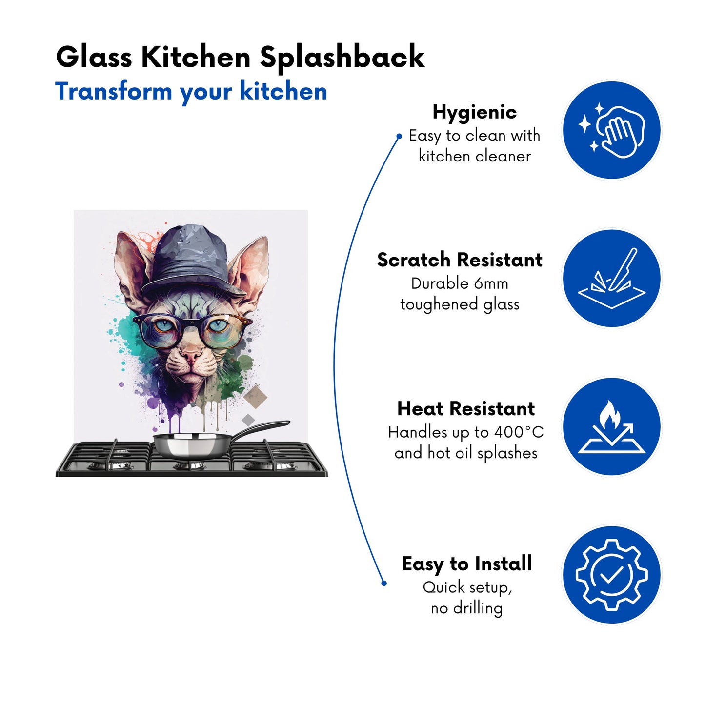 Sphynx Cat Face Splashart Kitchen Splashback