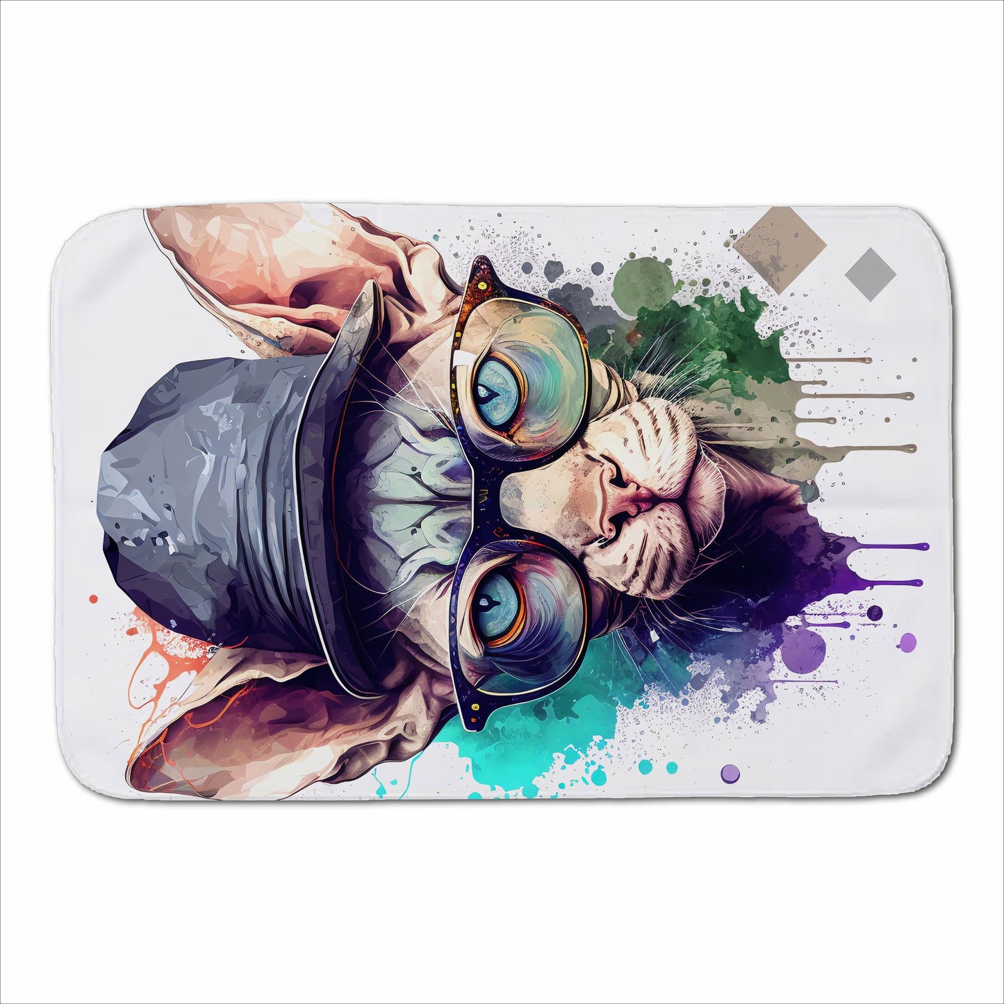 Sphynx Cat Face Splashart Sherpa Blanket