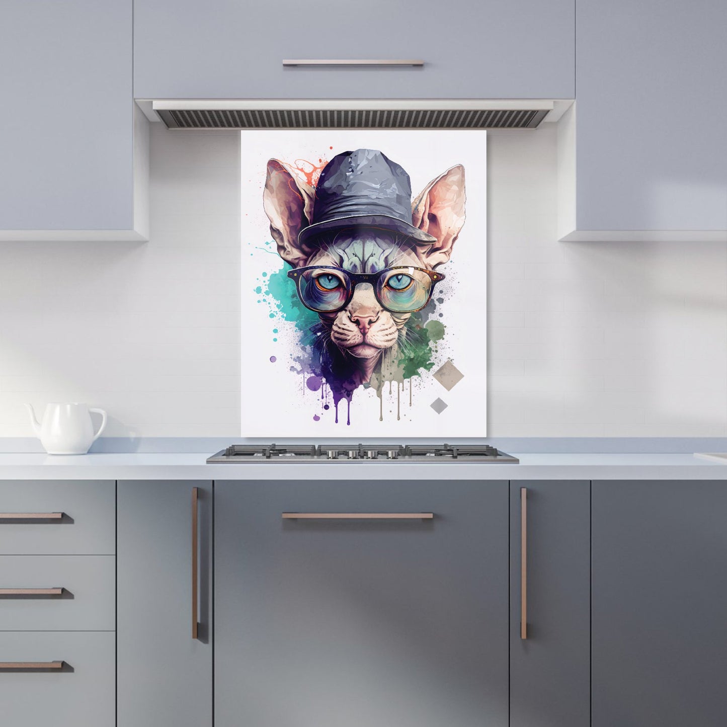 Sphynx Cat Face Splashart Kitchen Splashback