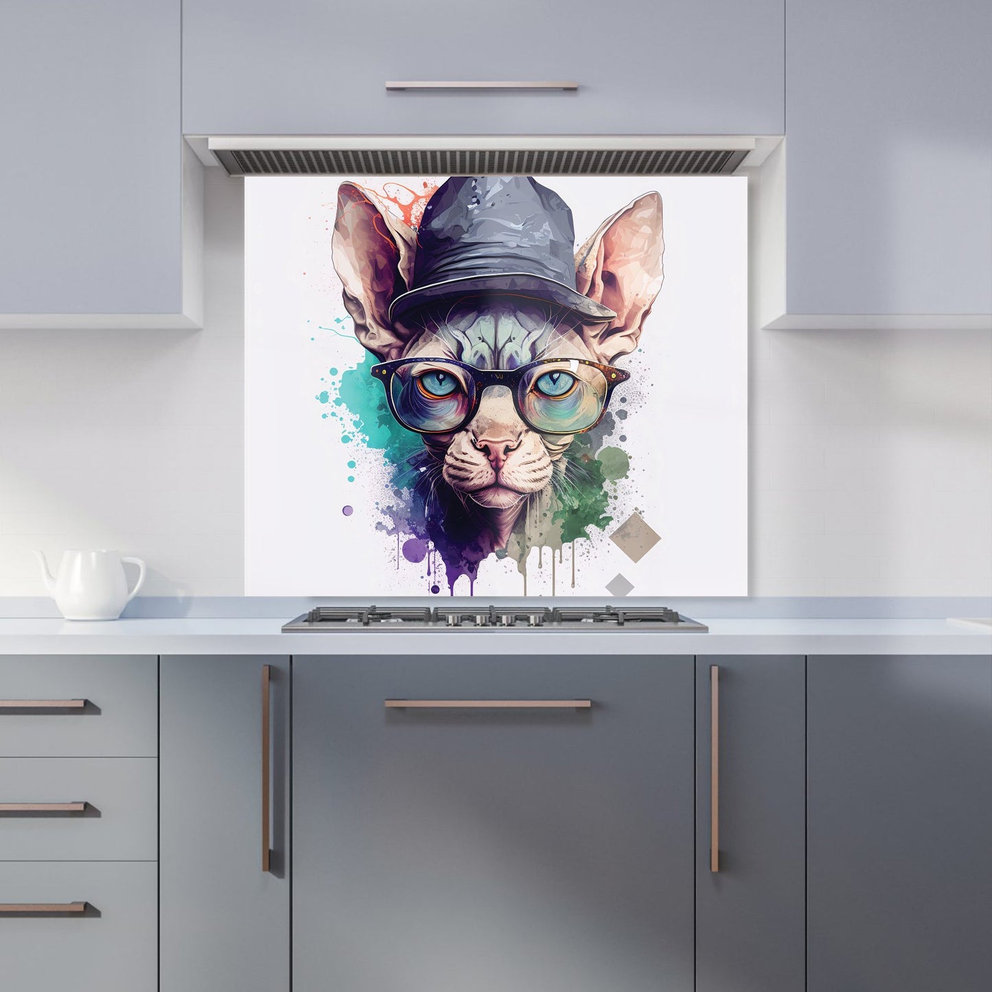 Sphynx Cat Face Splashart Kitchen Splashback