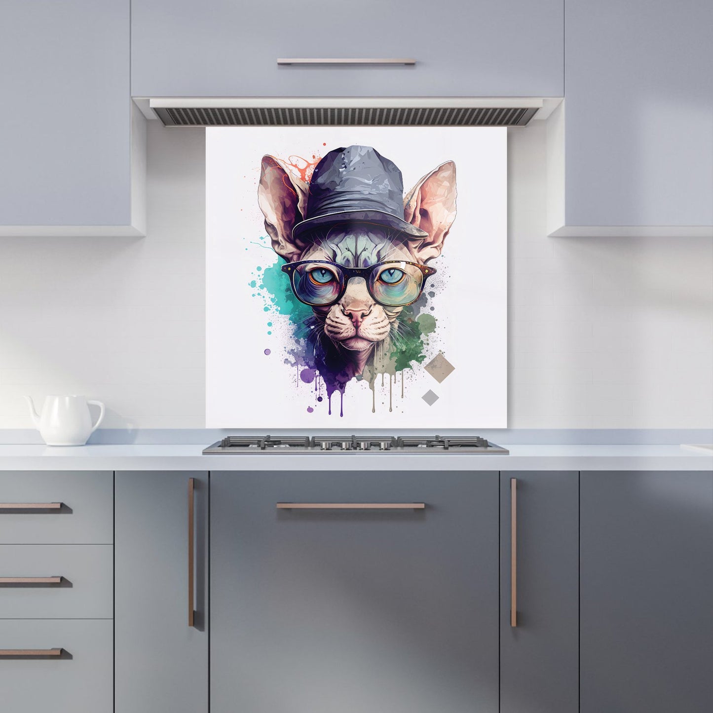 Sphynx Cat Face Splashart Kitchen Splashback