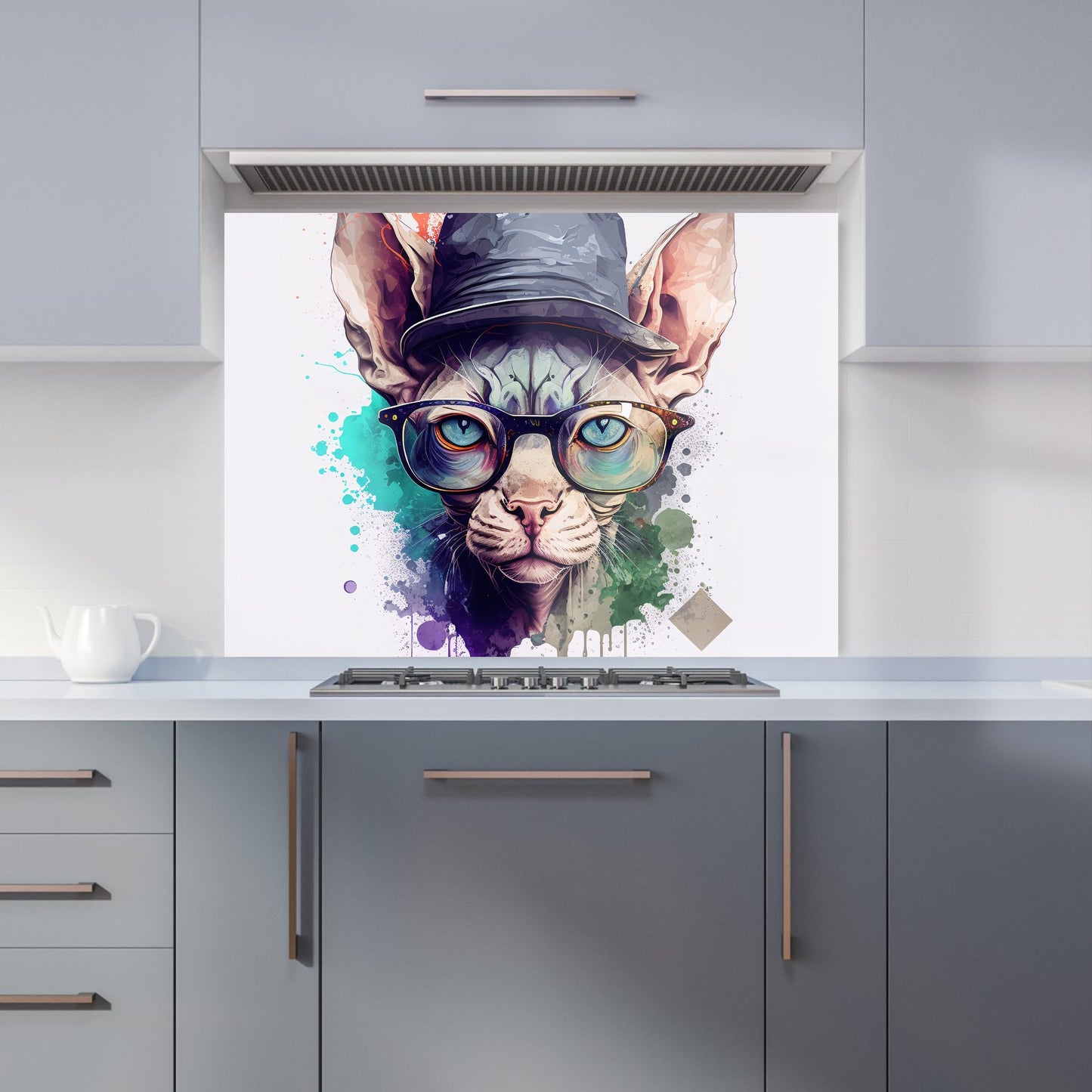 Sphynx Cat Face Splashart Kitchen Splashback