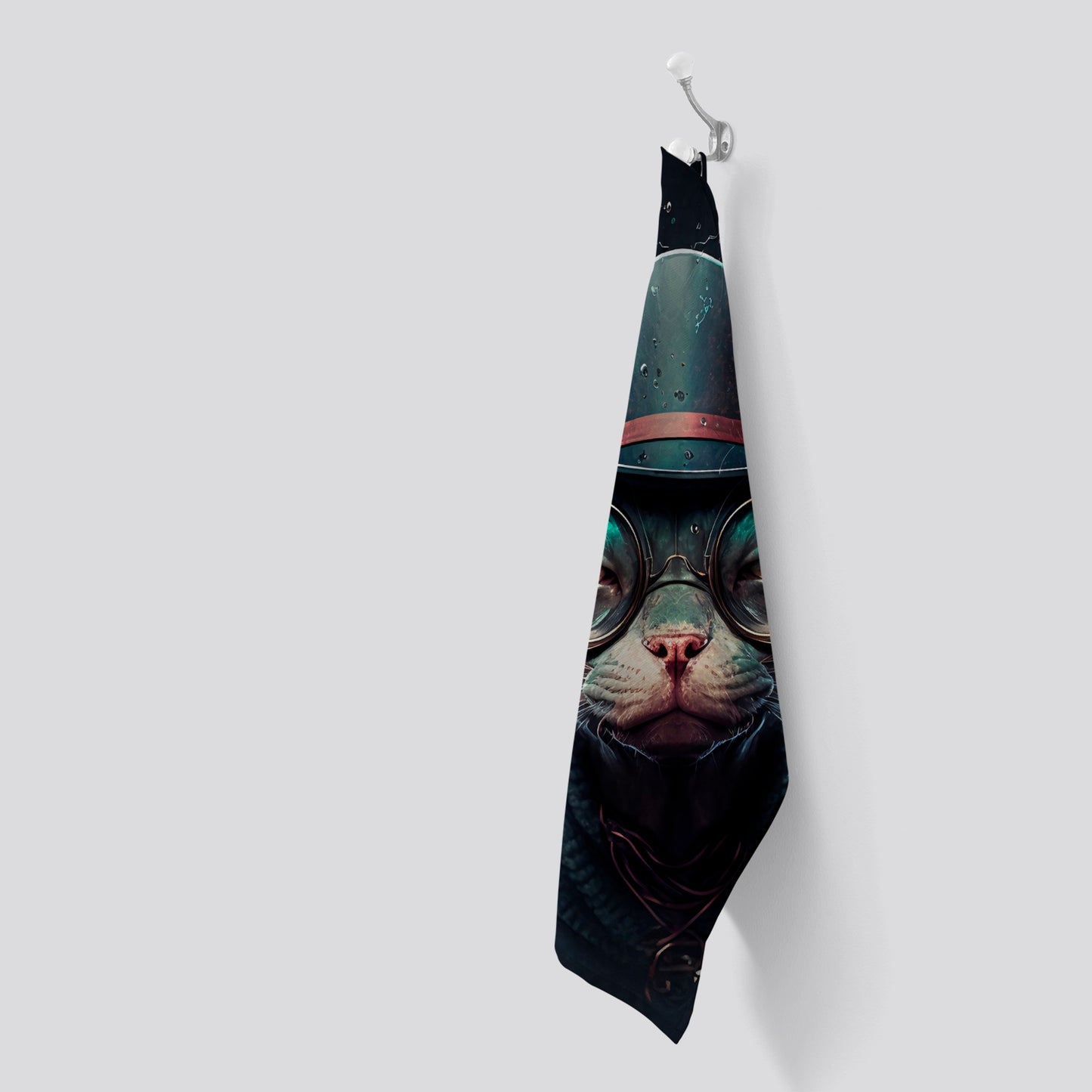 Sphynx Cat With Glases Splashart Tea Towel