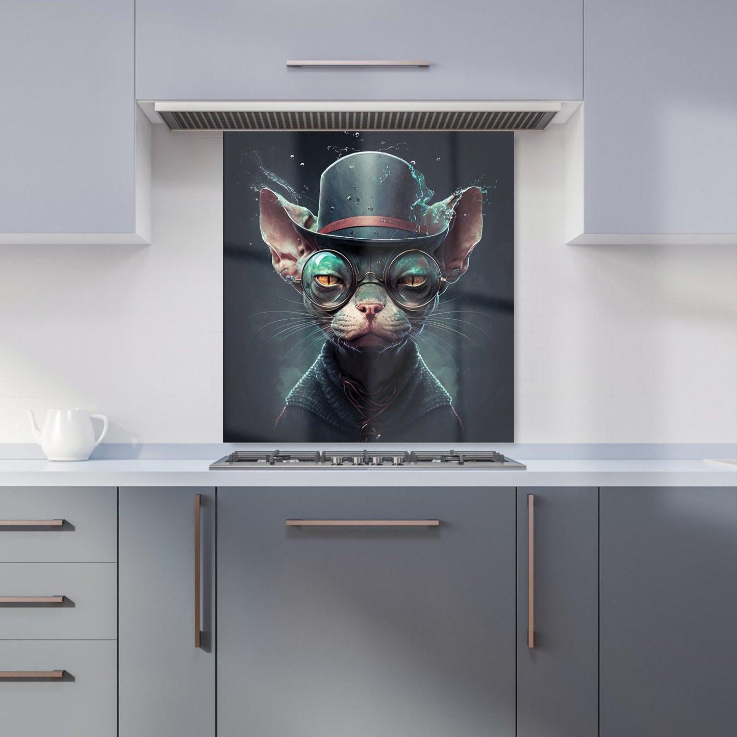 Sphynx Cat With Glases Splashart Kitchen Splashback