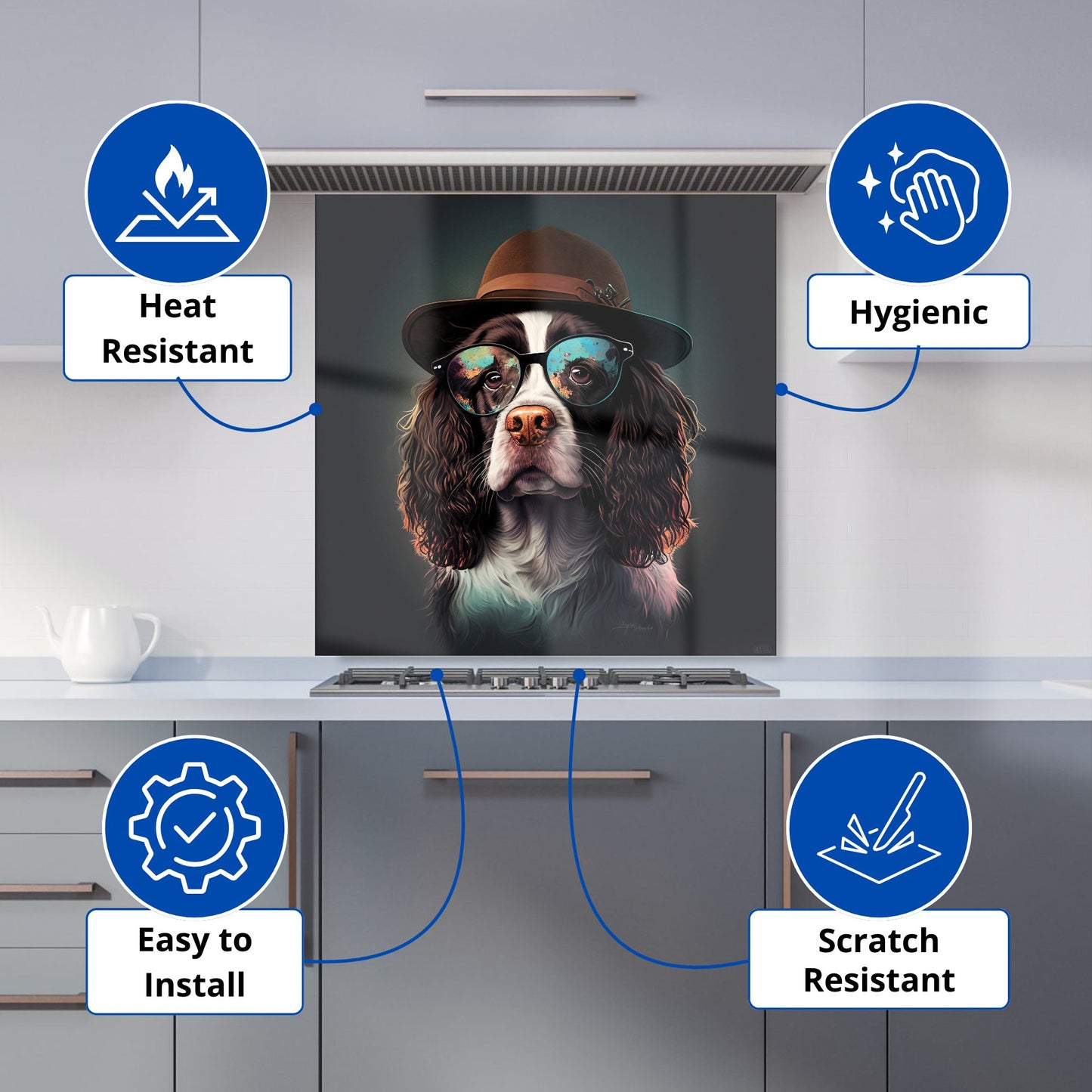 Springer Spaniel Dog Splashart Kitchen Splashback