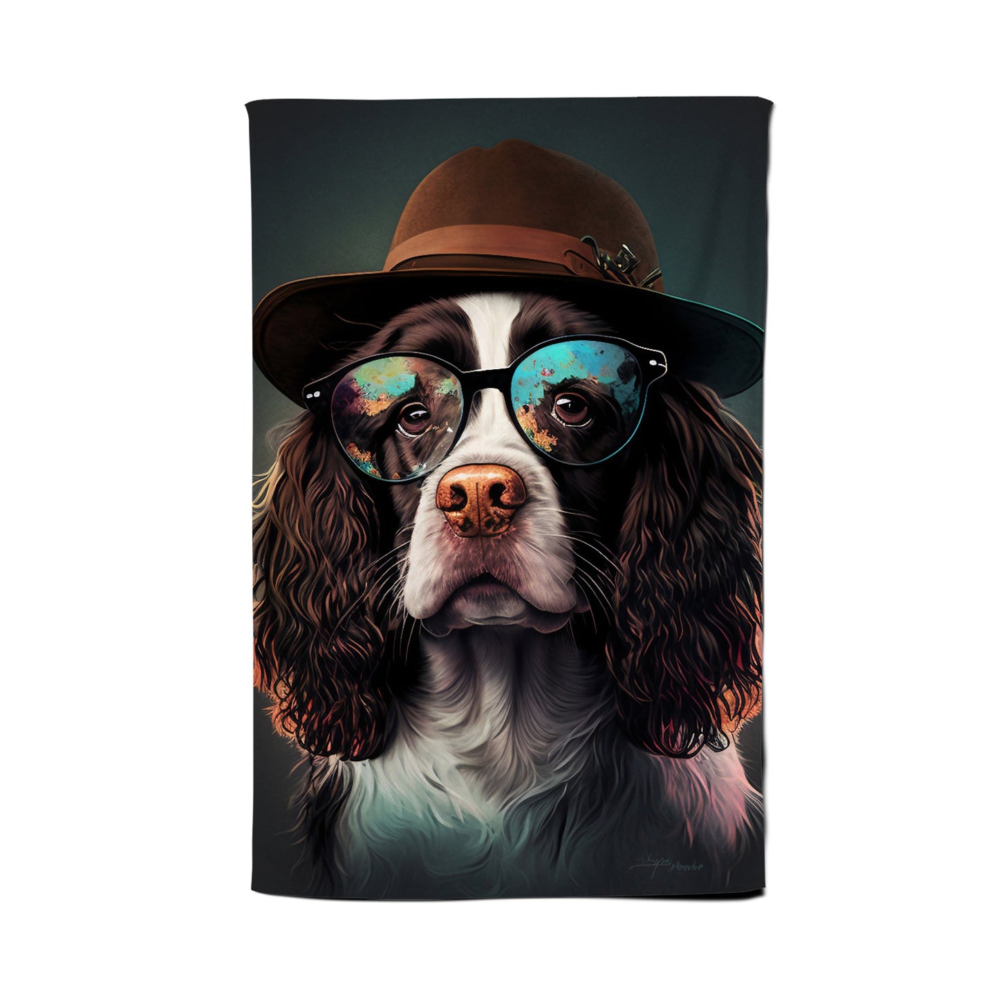 Springer Spaniel Dog Splashart Tea Towel