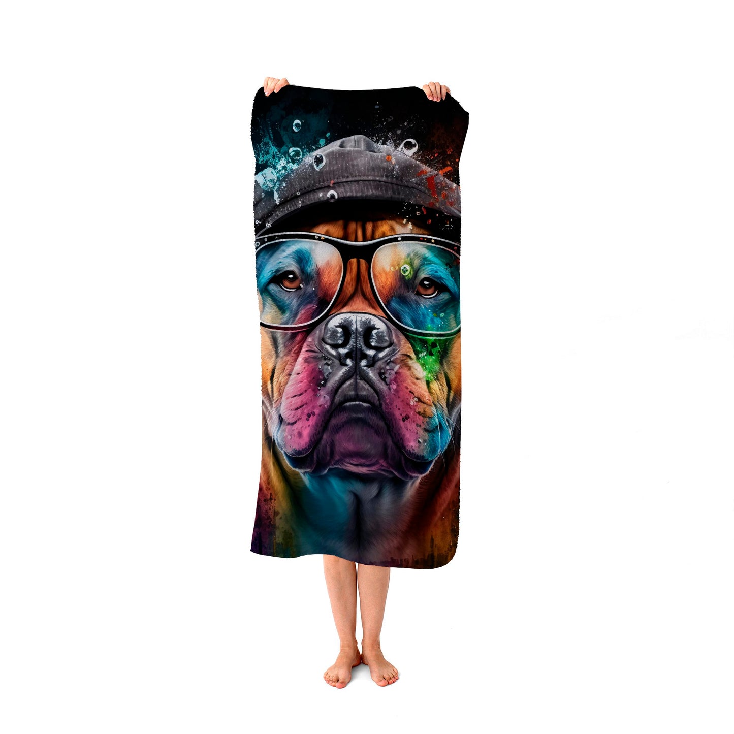 Staffordshire Bull Terrier Dog Splashart Beach Towel