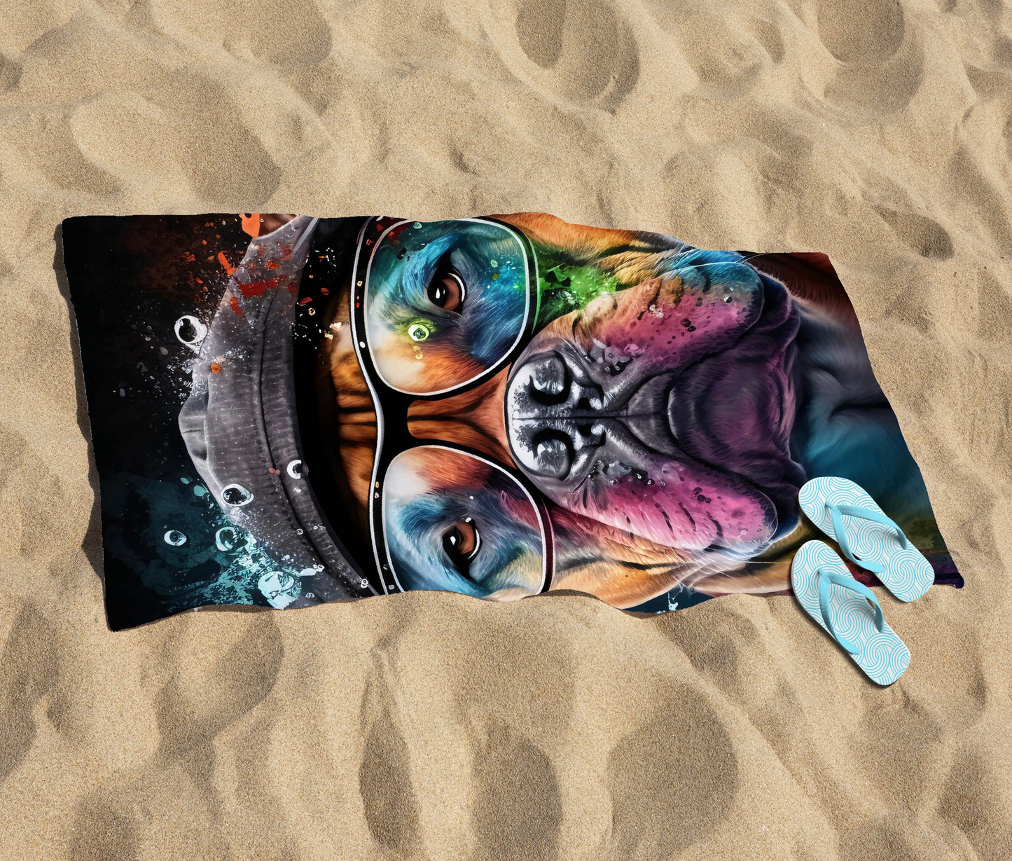 Staffordshire Bull Terrier Dog Splashart Beach Towel