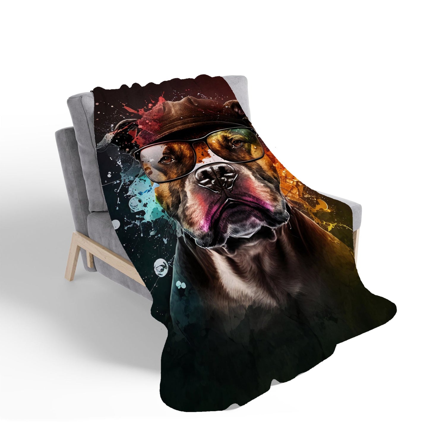 Staffy Bull Terrier Dog Splashart Sherpa Blanket