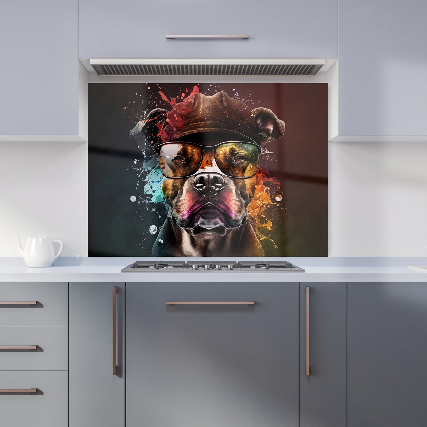 Staffy Bull Terrier Dog Splashart Kitchen Splashback
