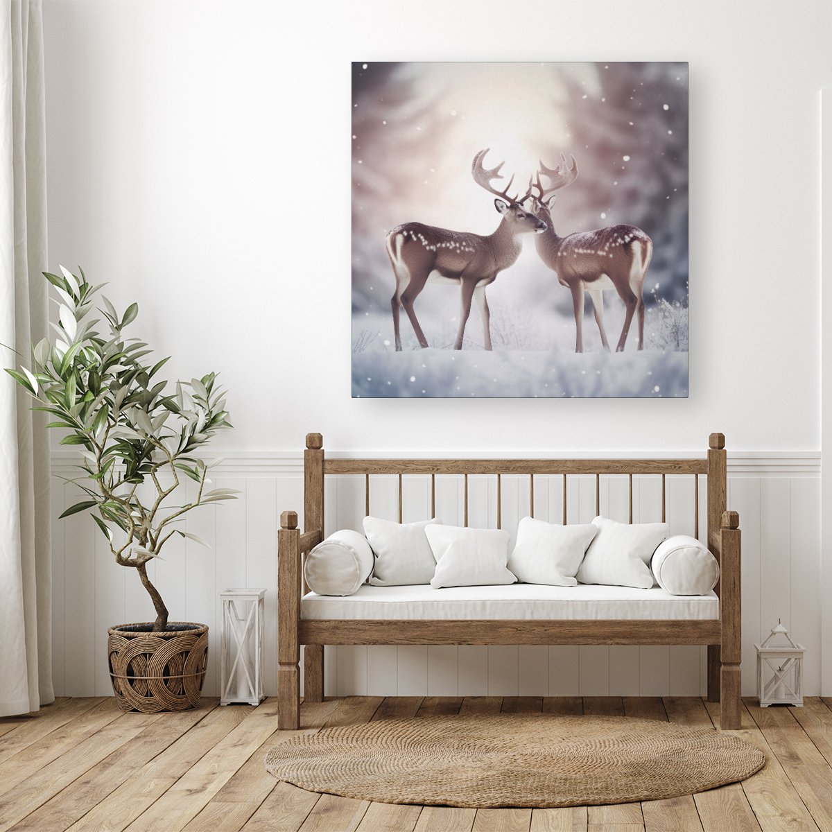 Reindeer In The Snow Canvas