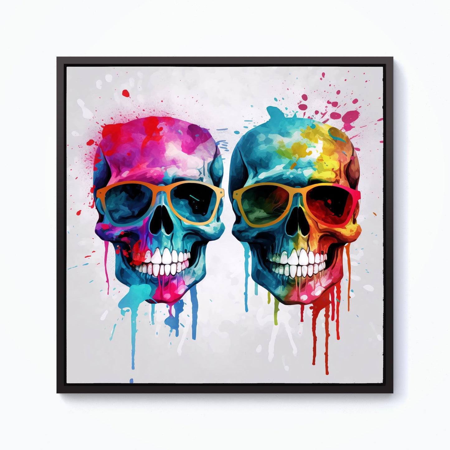 Splashart Happy Skeletons Framed Canvas