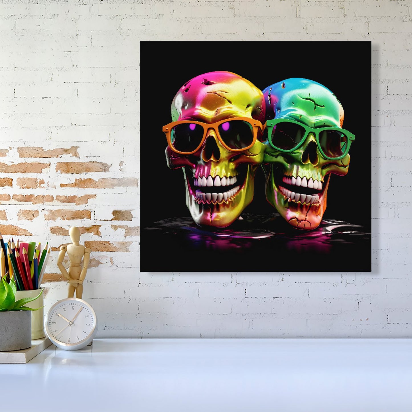 Happy Skeletons In Sunglasses Canvas
