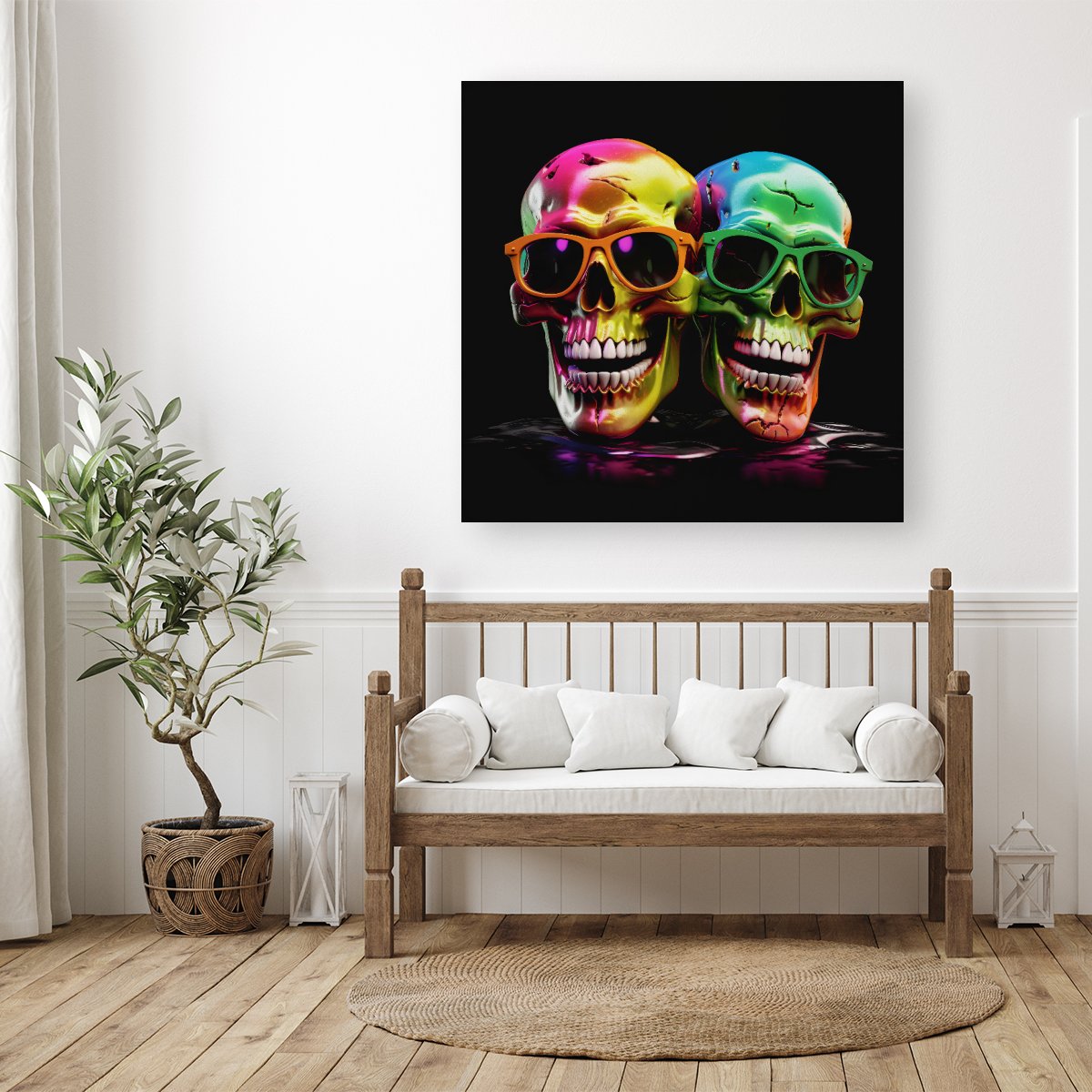 Happy Skeletons In Sunglasses Canvas
