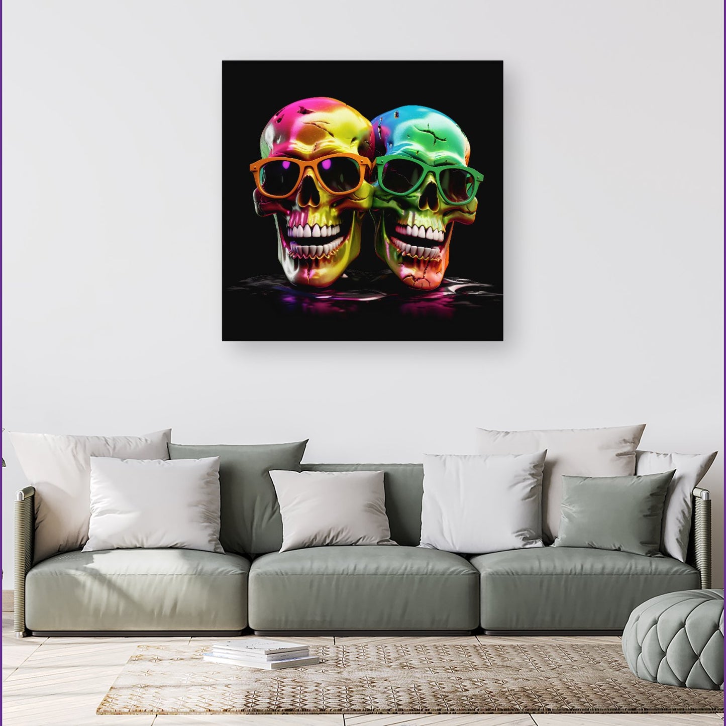 Happy Skeletons In Sunglasses Canvas