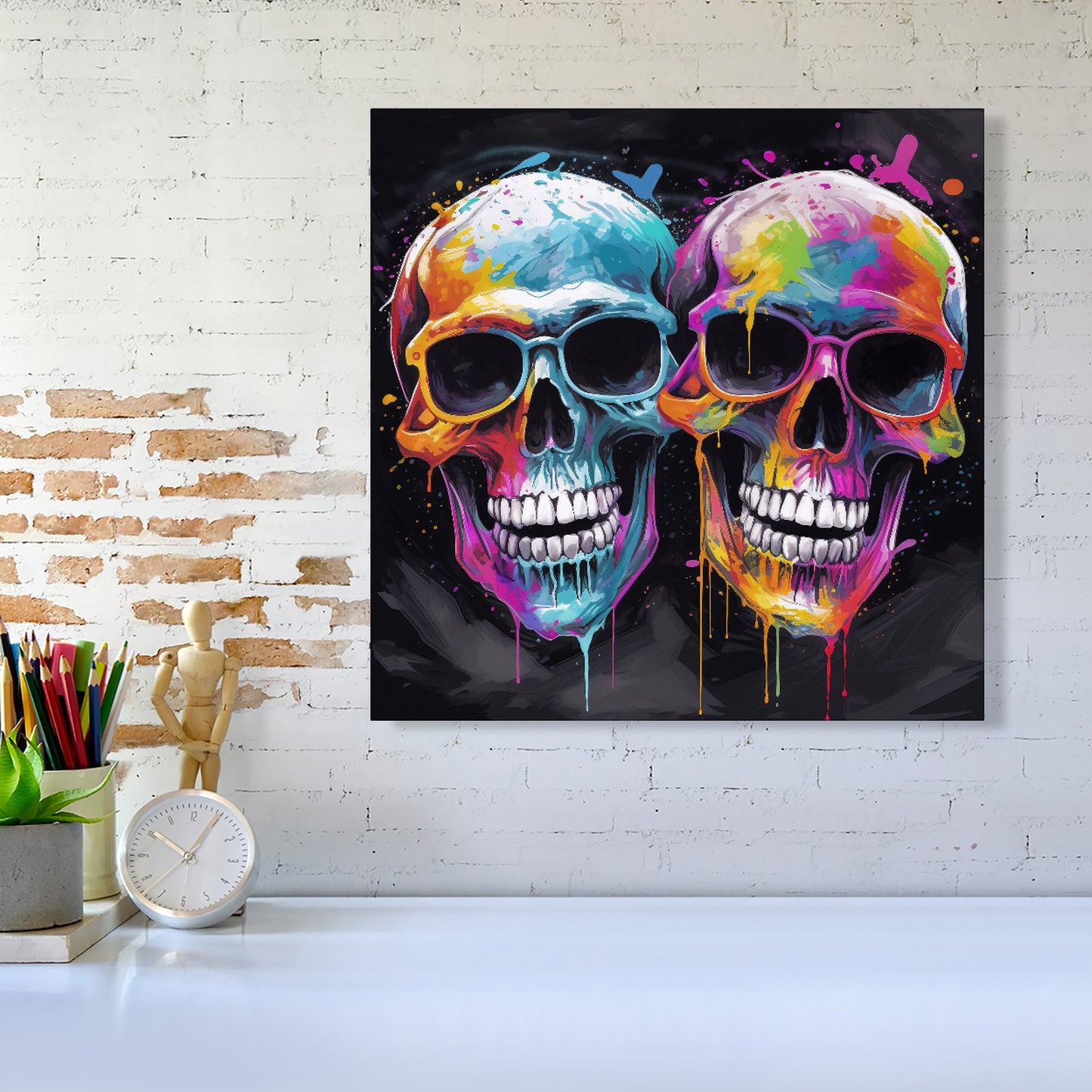 Splashart Happy Skeletons In Glasses Canvas