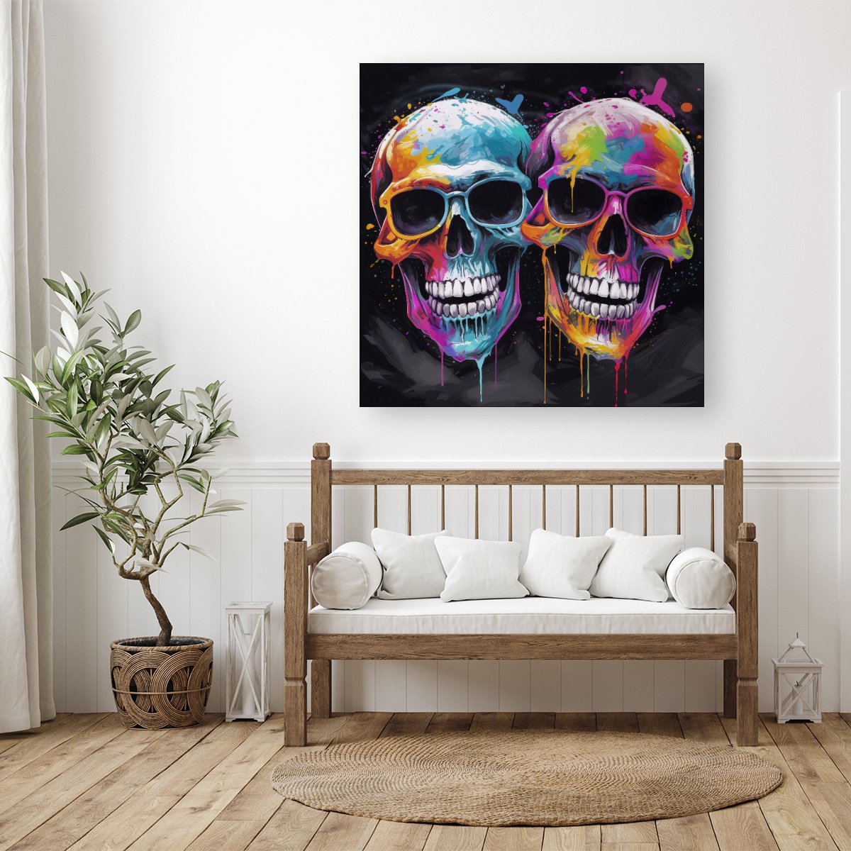 Splashart Happy Skeletons In Glasses Canvas