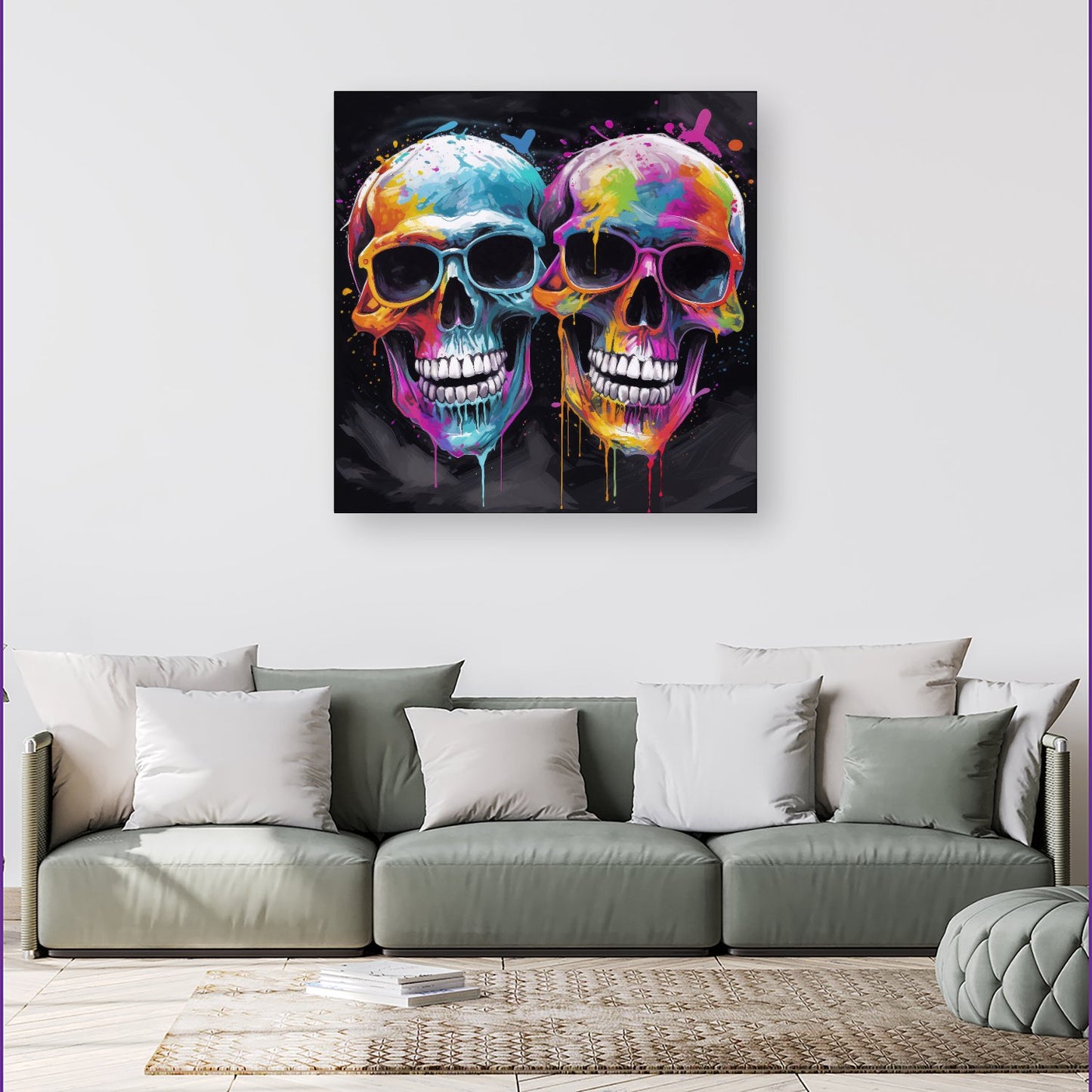 Splashart Happy Skeletons In Glasses Canvas