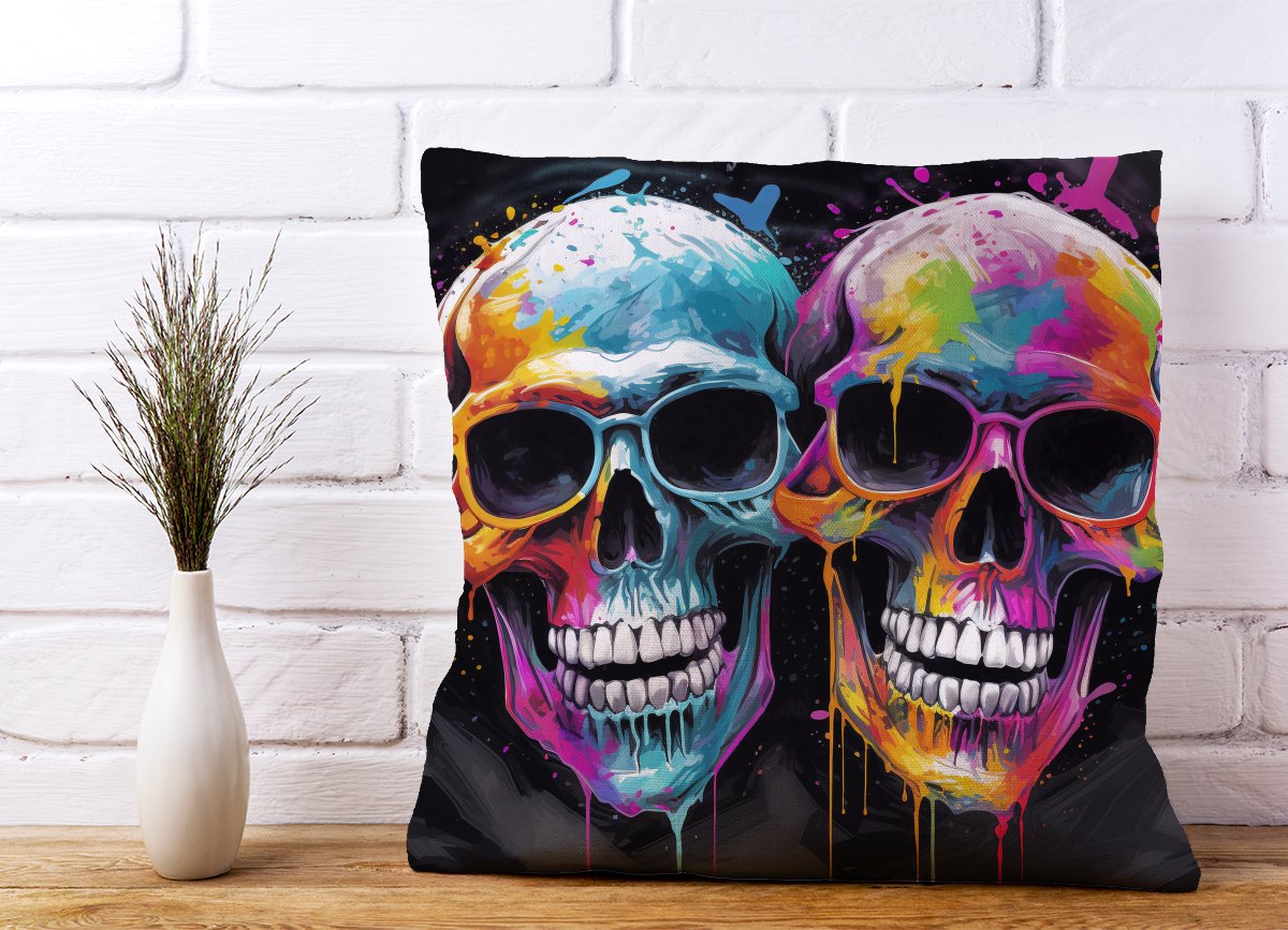 Splashart Happy Skeletons In Glasses Cushions