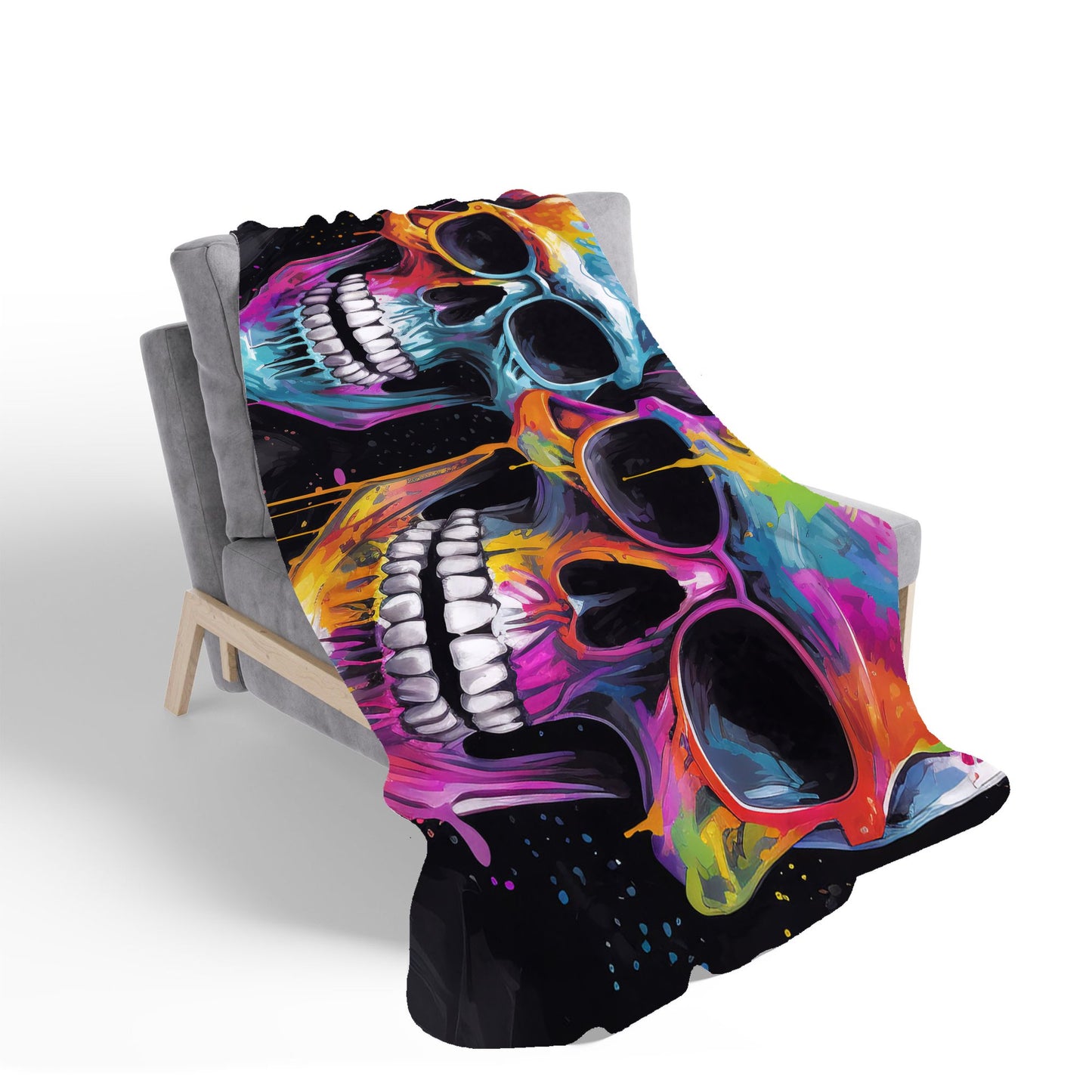 Splashart Happy Skeletons In Glasses Sherpa Blanket