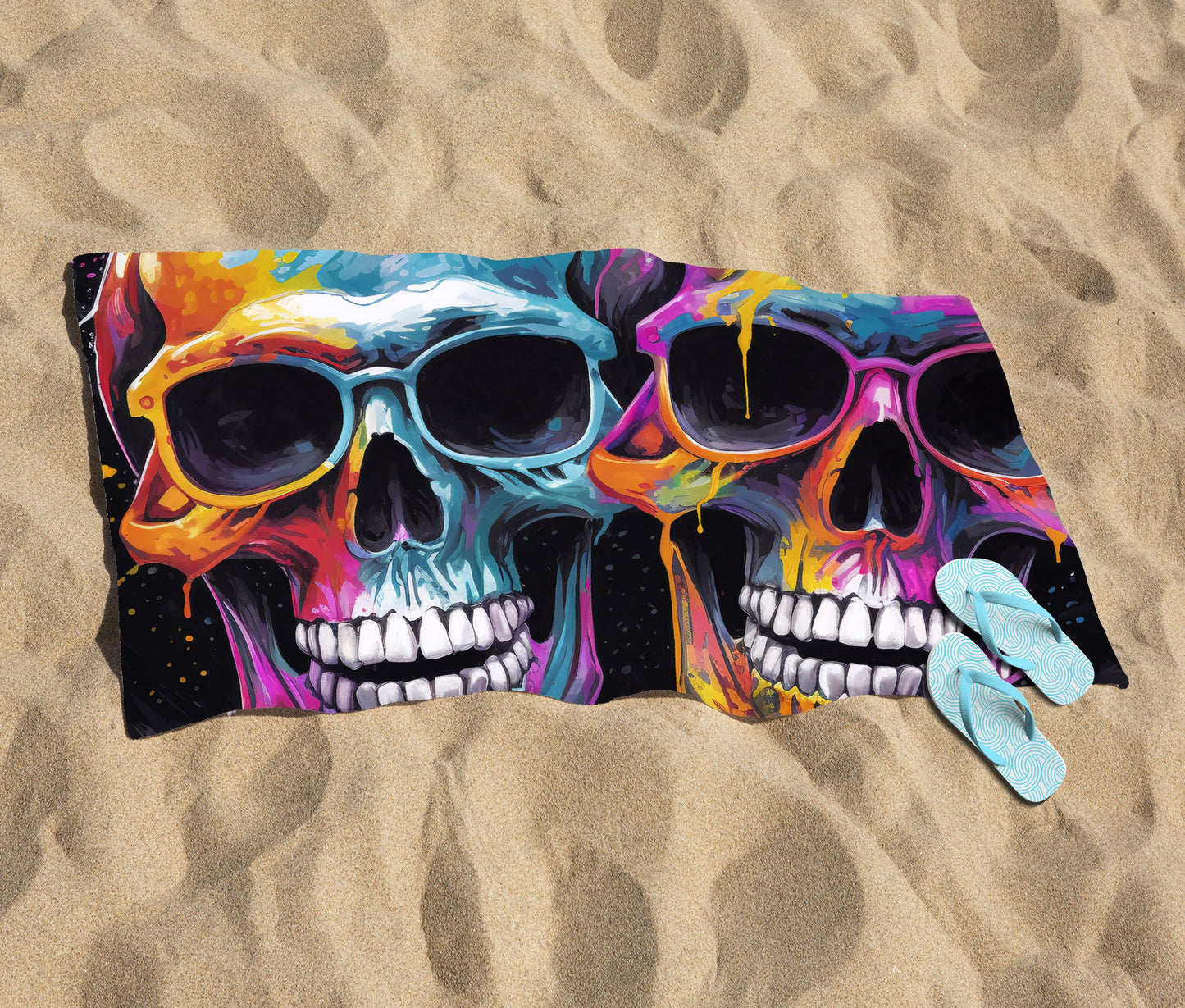 Splashart Happy Skeletons In Glasses Beach Towel