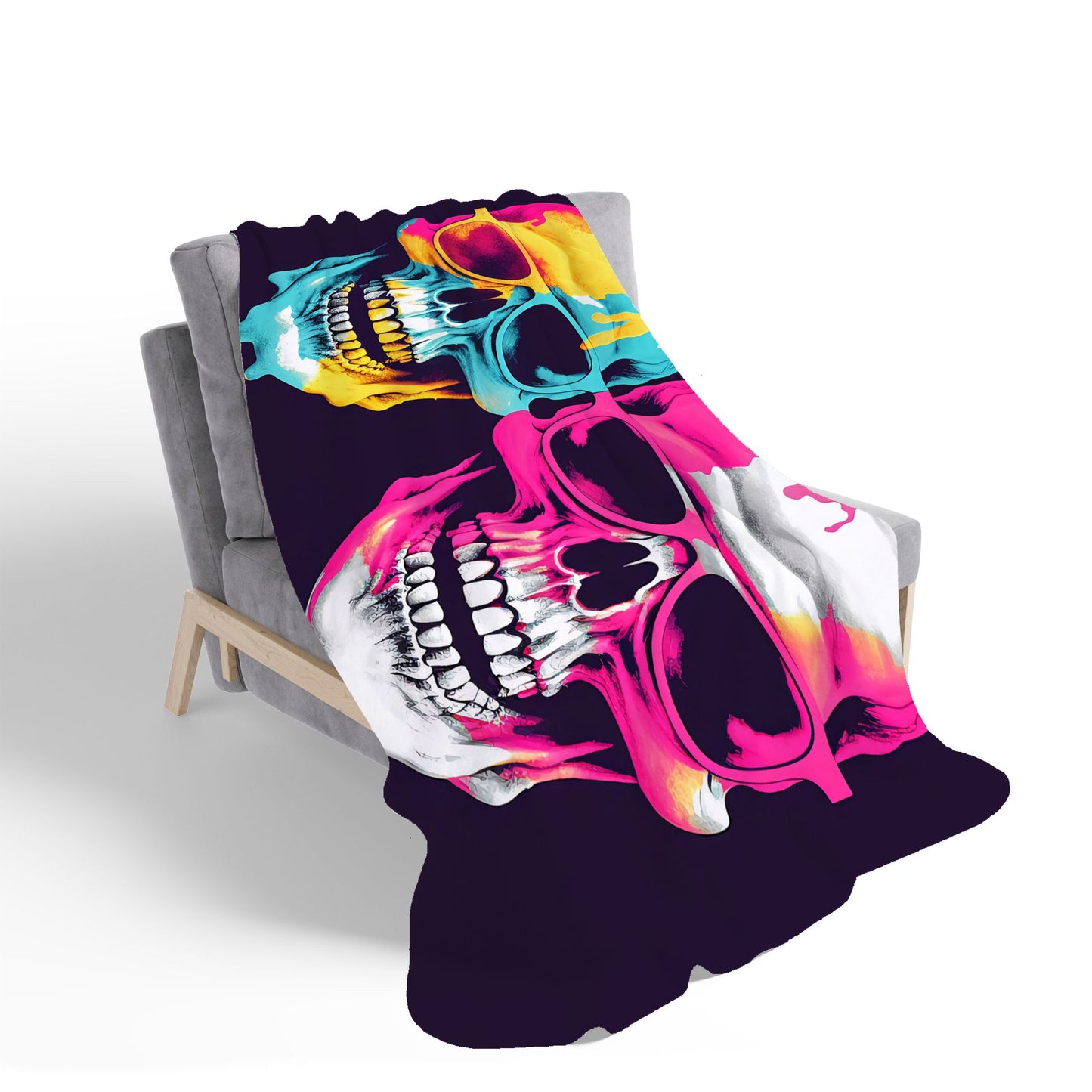 Pinks And Blue Happy Skeletons Sherpa Blanket