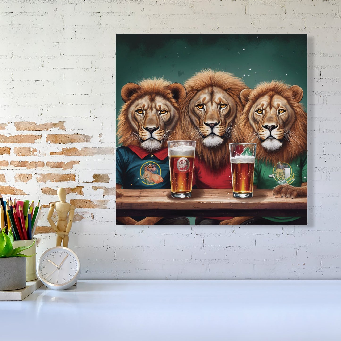 Lions Watching The Game Canvas