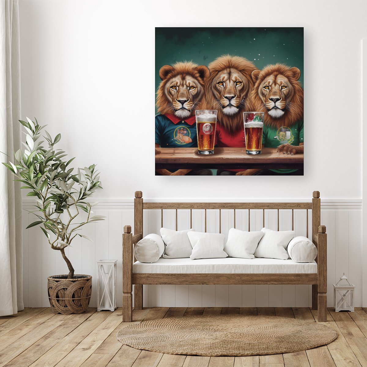 Lions Watching The Game Canvas