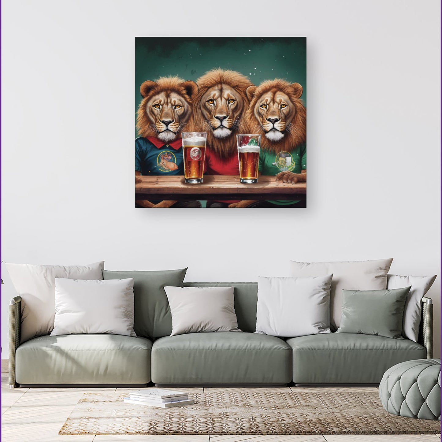 Lions Watching The Game Canvas