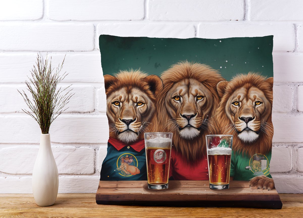 Lions Watching The Game Cushions
