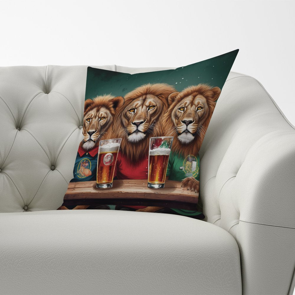 Lions Watching The Game Cushions