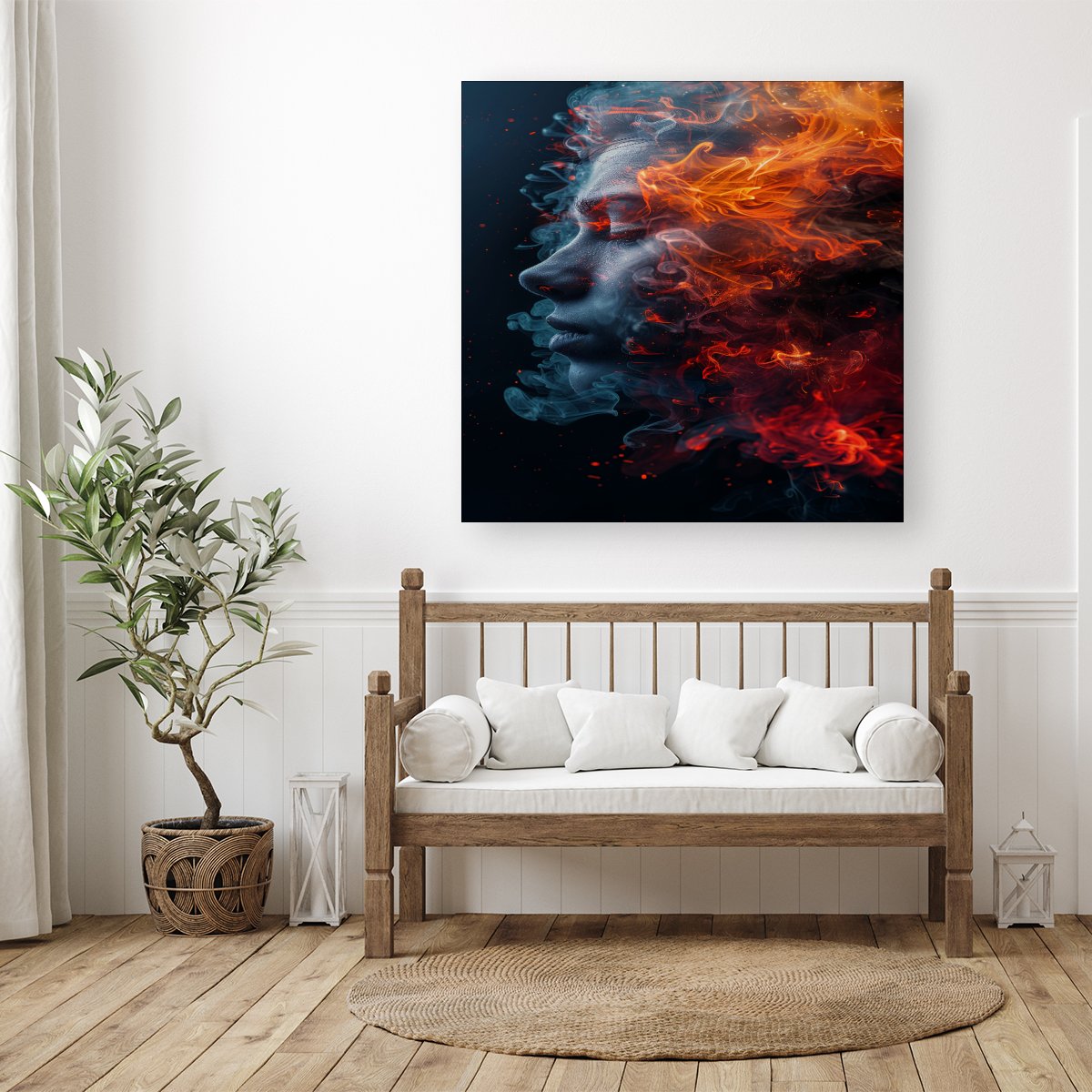 Fiery Mindscape: Portrait In Flames Canvas